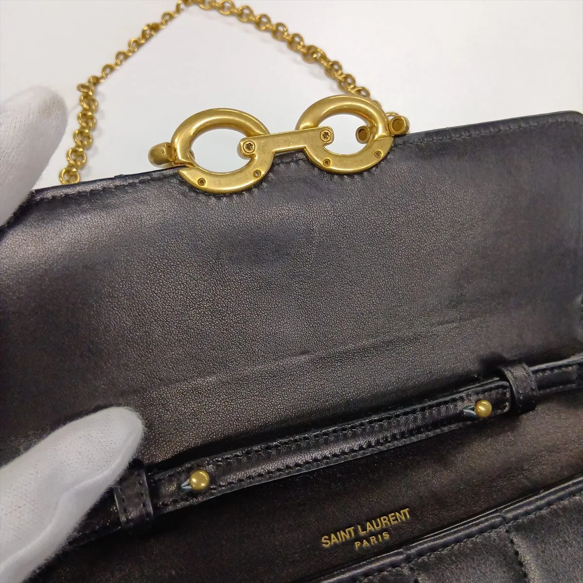 Leather Chain Wallet, Black, 738109 — view 13
