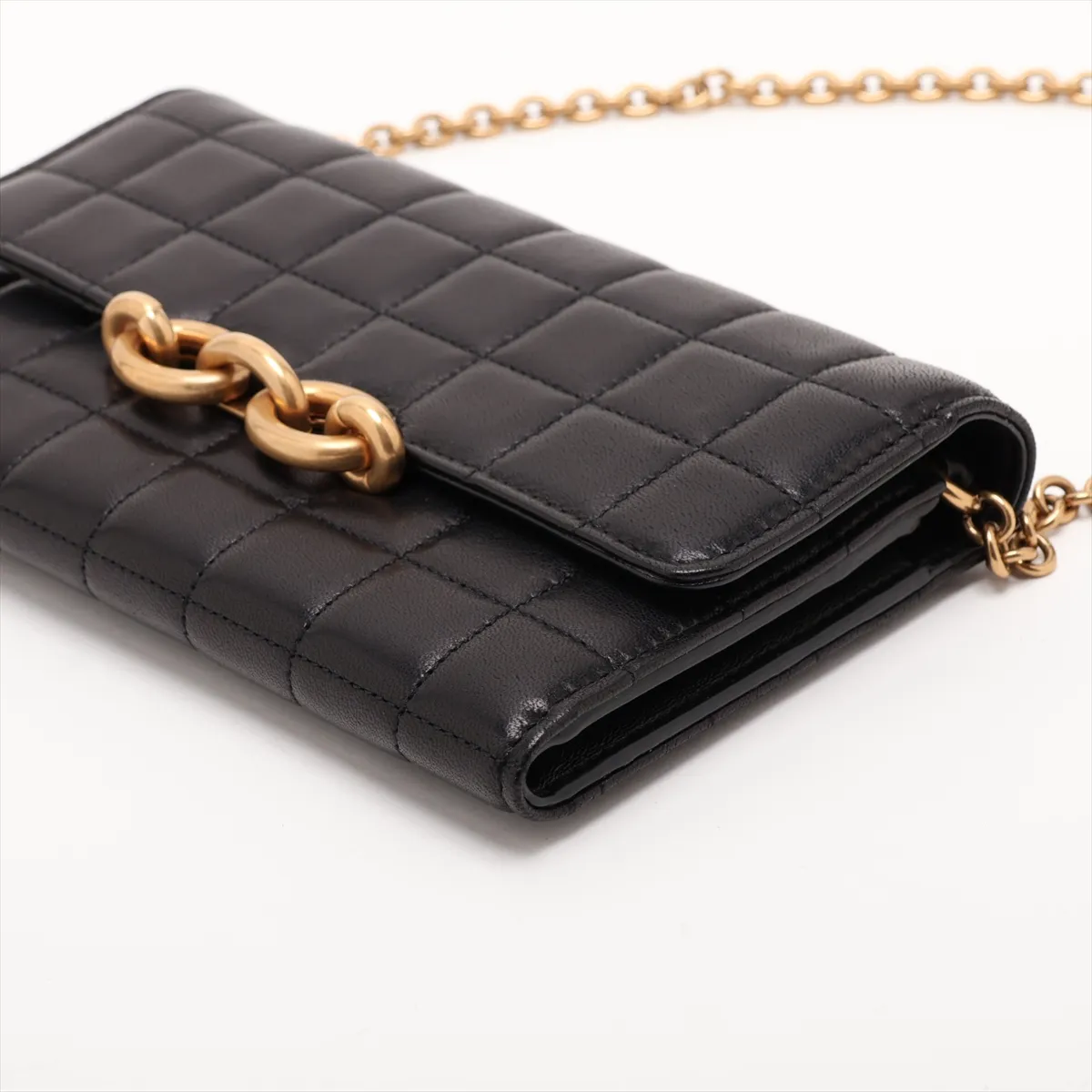 Leather Chain Wallet, Black, 738109 — view 3