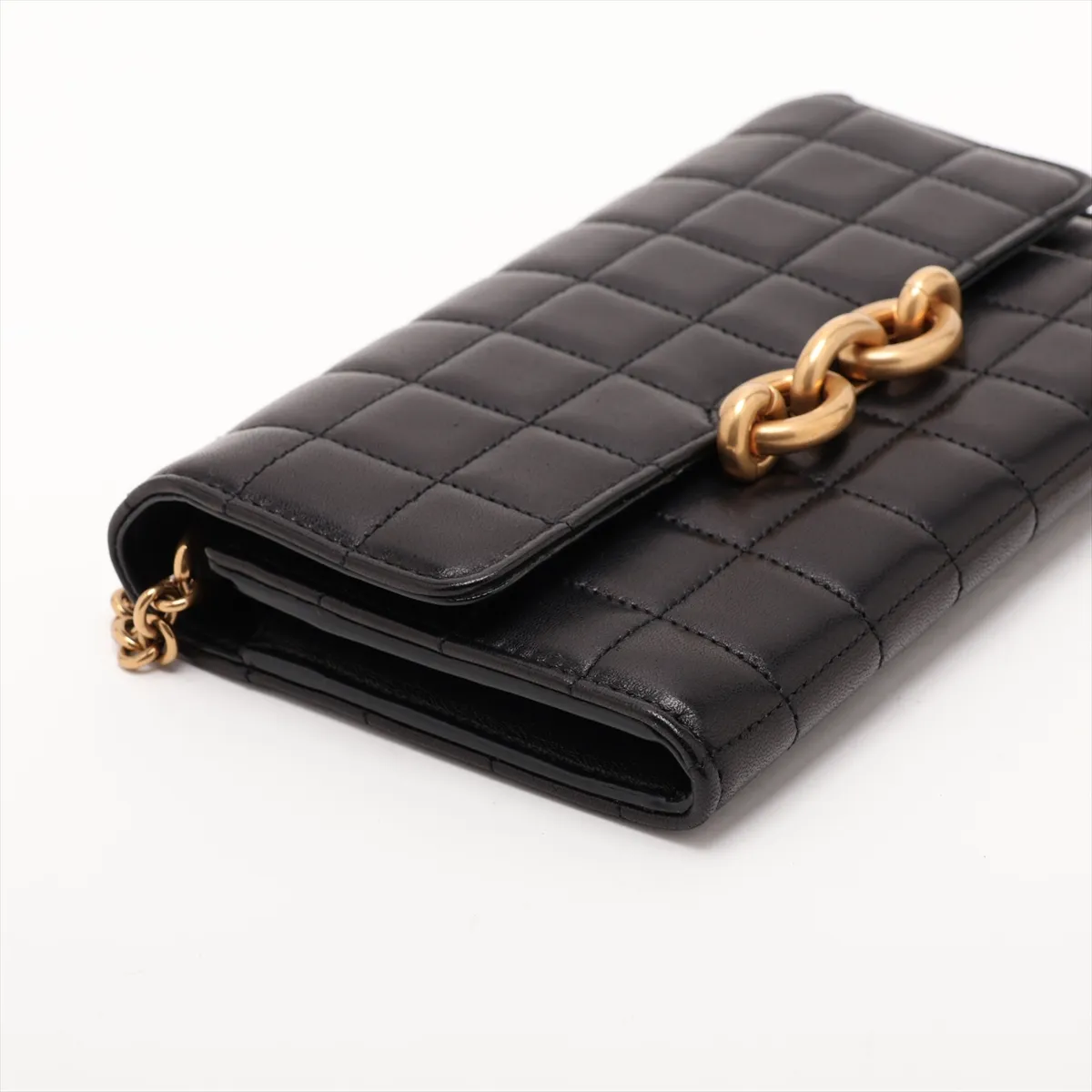 Leather Chain Wallet, Black, 738109 — view 4