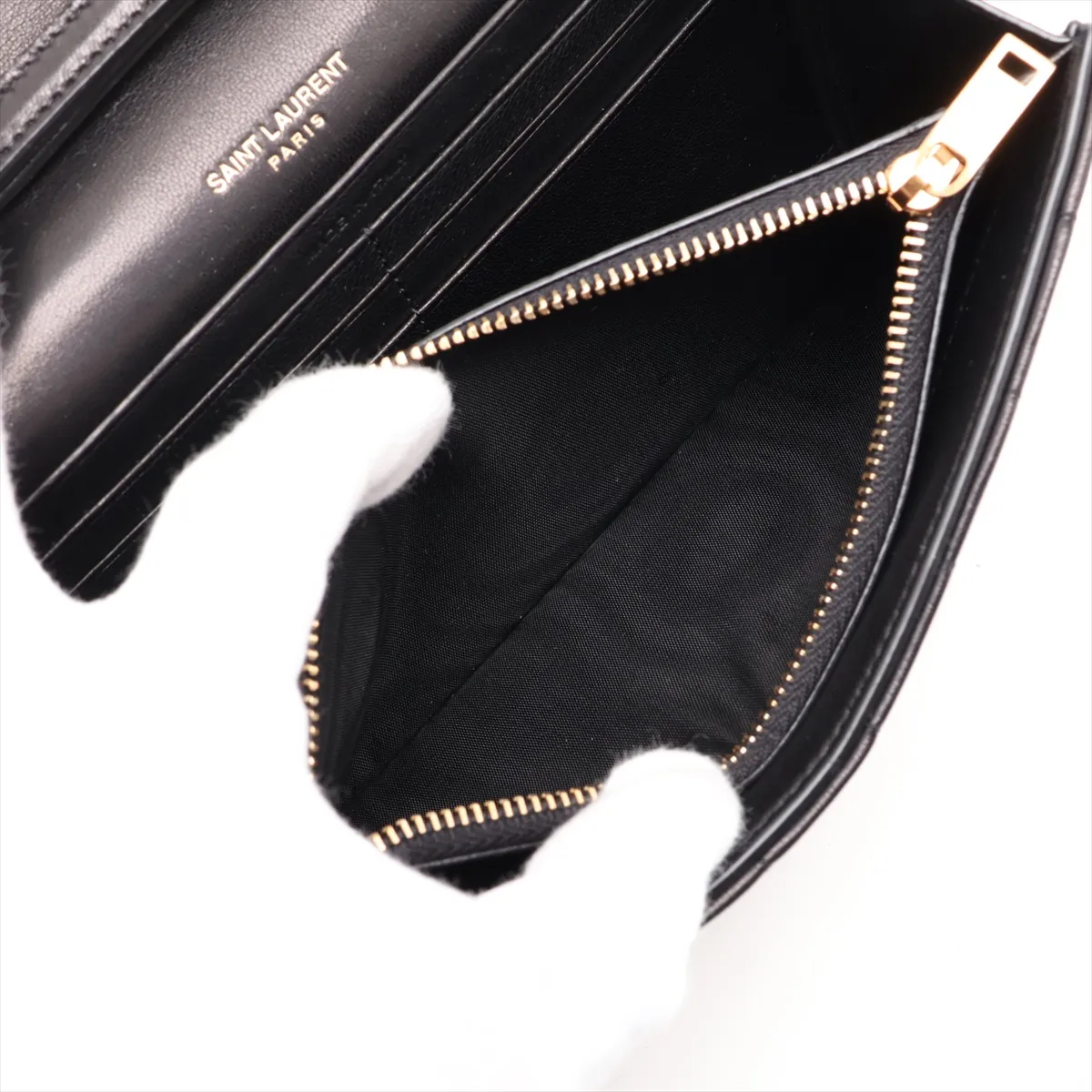 Leather Chain Wallet, Black, 738109 — view 7