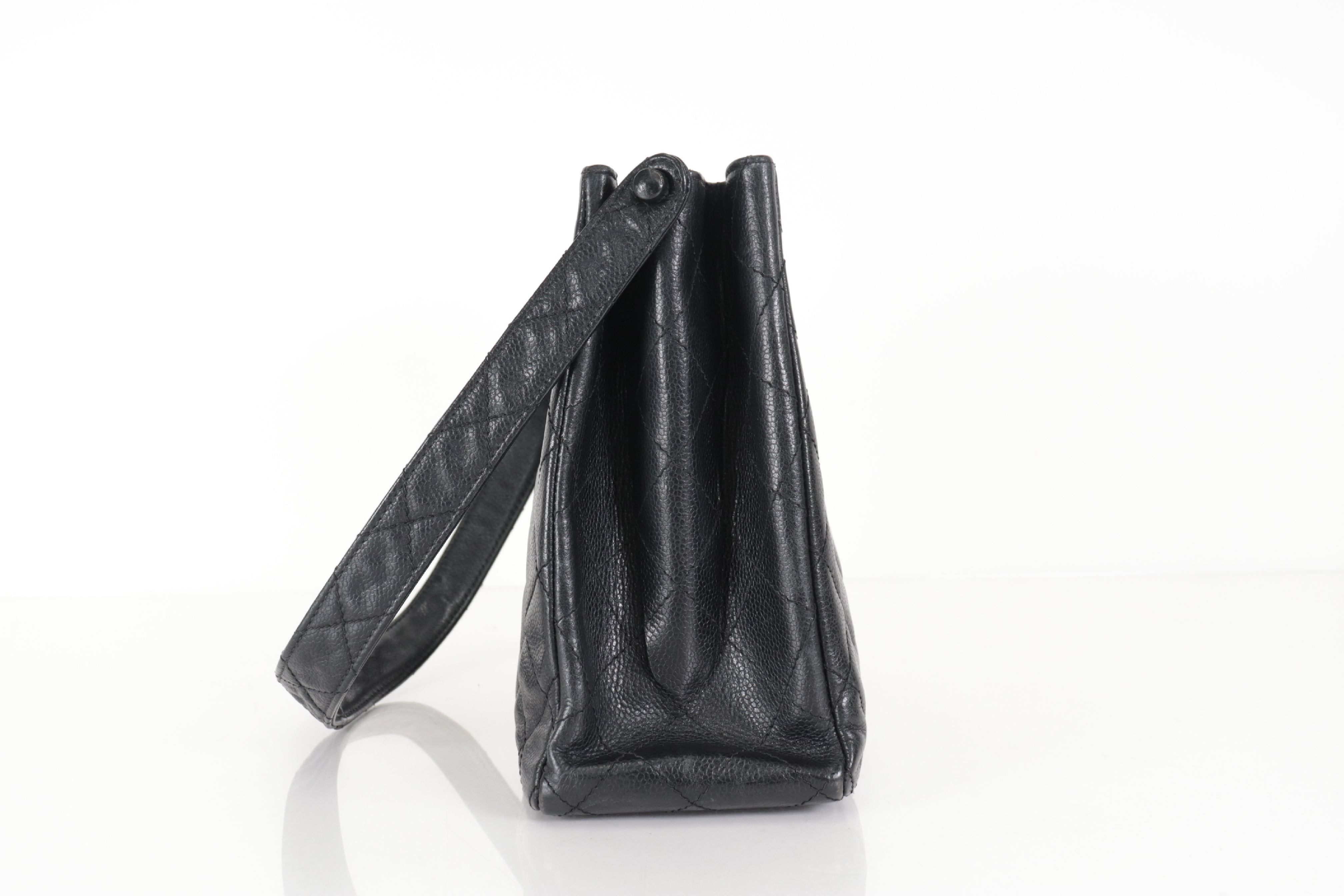 Caviar Leather Double Turnlock One Shoulder Bag, Silver Hardware, Series 5 — view 4