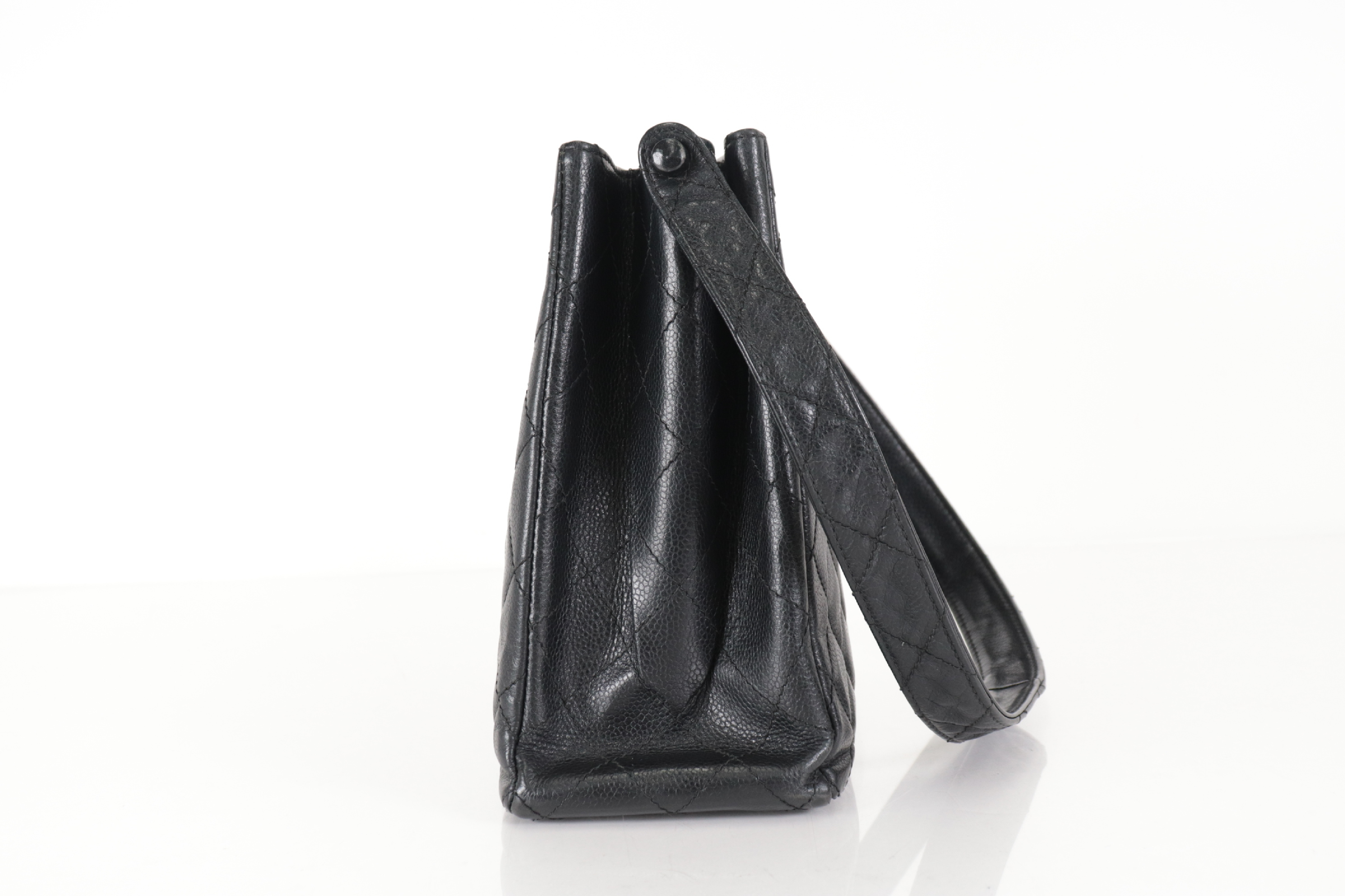 Caviar Leather Double Turnlock One Shoulder Bag, Silver Hardware, Series 5 — view 5