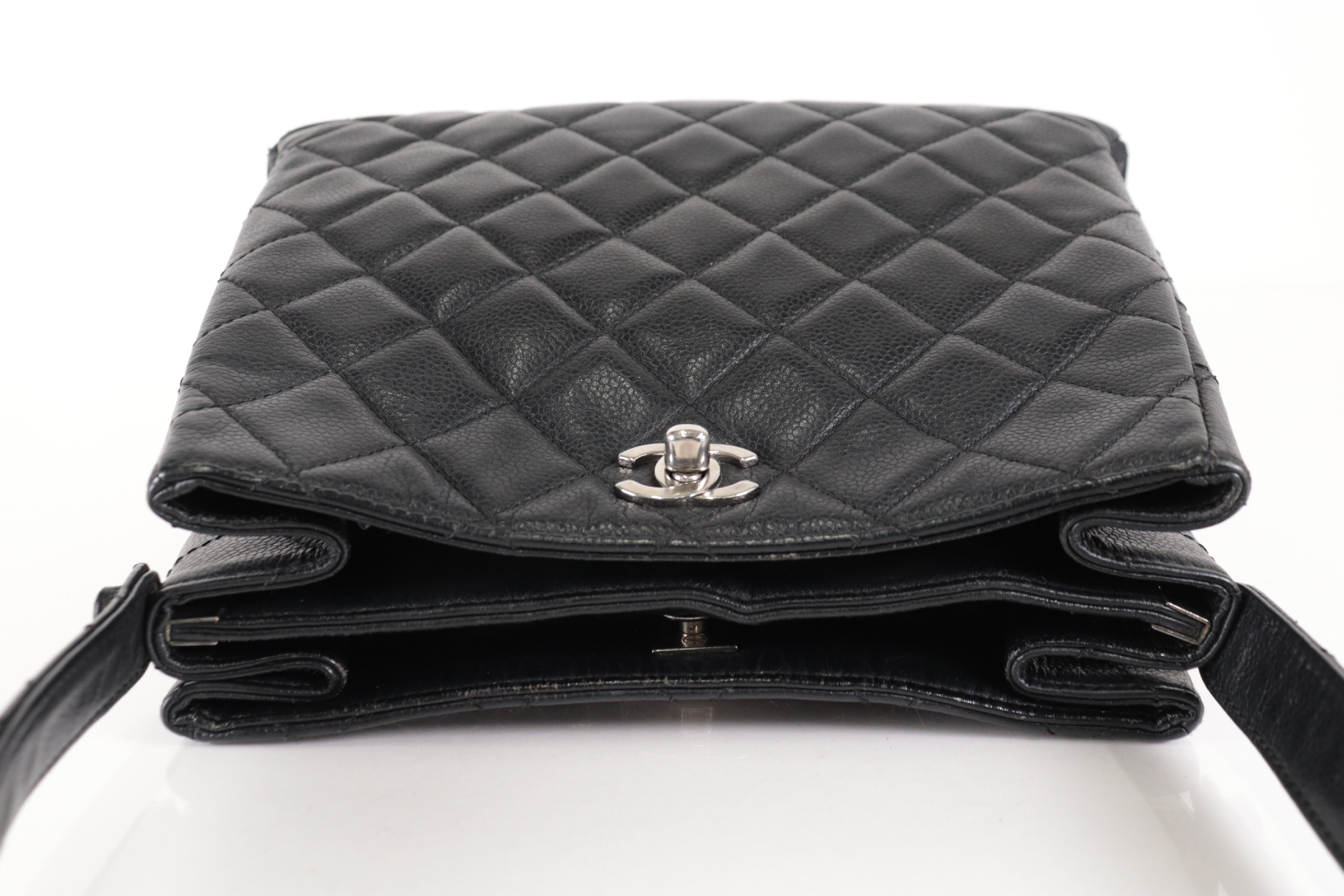 Caviar Leather Double Turnlock One Shoulder Bag, Silver Hardware, Series 5 — view 6