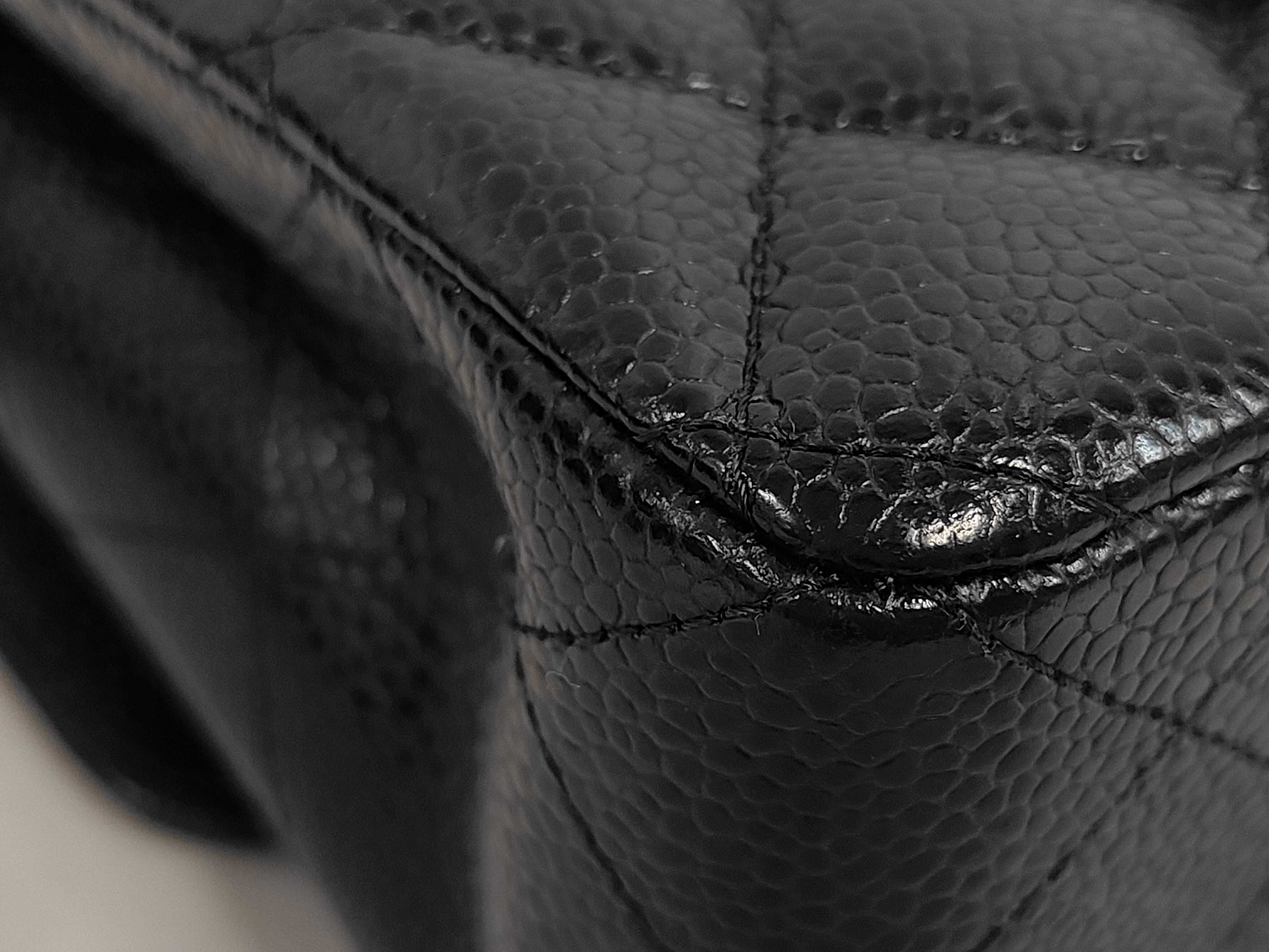 Double Flap 23 Chain Shoulder Bag, Matelassé Caviar Leather, Black, SS Size — view 3