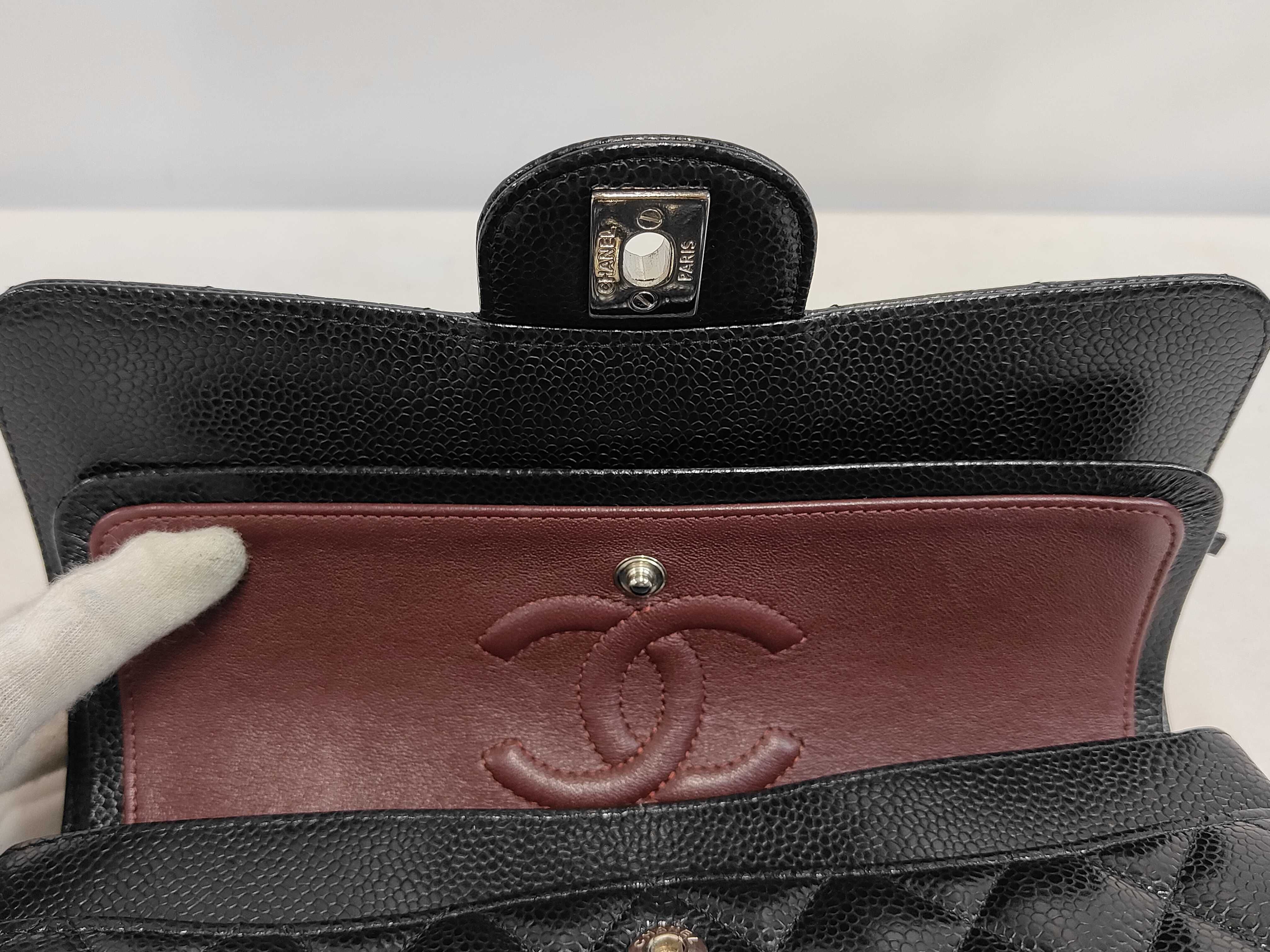 Double Flap 23 Chain Shoulder Bag, Matelassé Caviar Leather, Black, SS Size — view 7