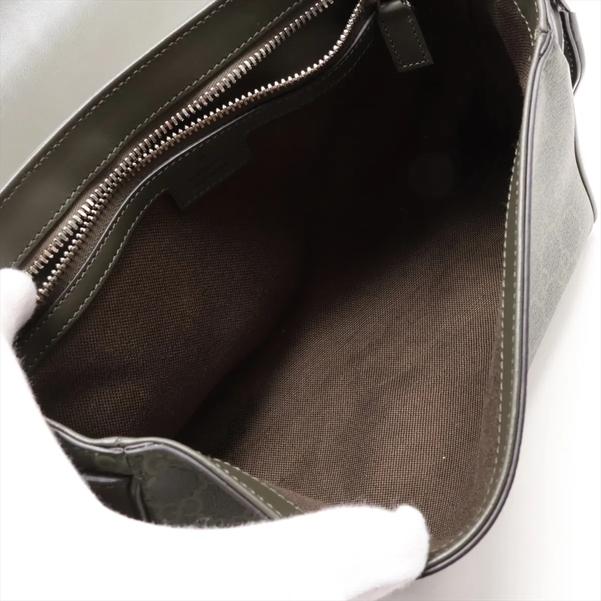 GG Supreme 792124 Leather Shoulder Bag, Green — view 6