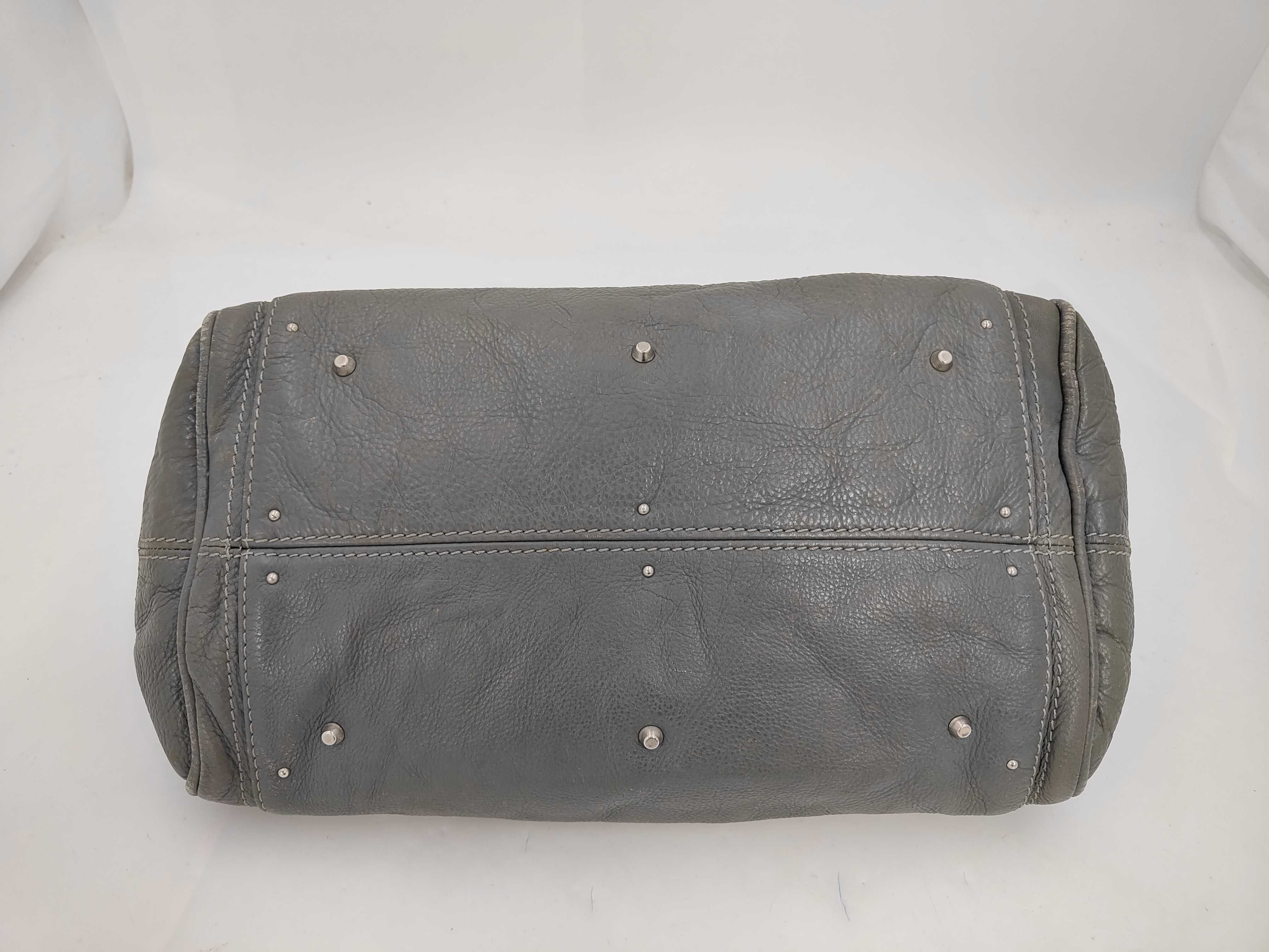 Paddington Leather Shoulder Bag in Khaki Grey with Silver Hardware — view 4