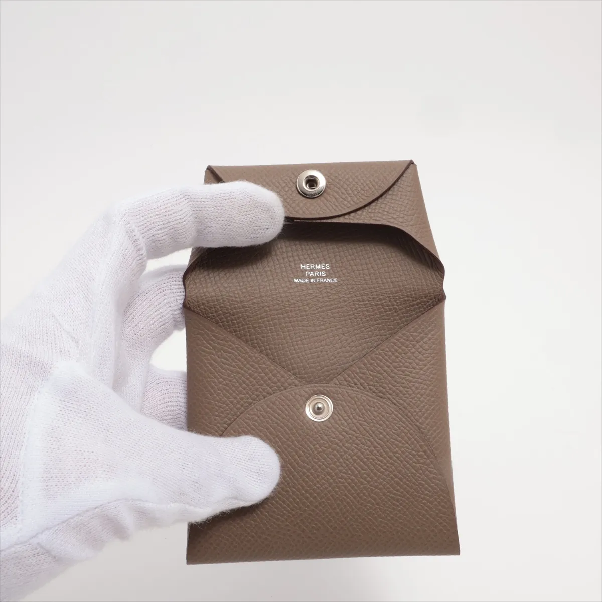 Bastia Vaux Epson Coin Case Etoupe Silver Hardware B:2023 — view 3