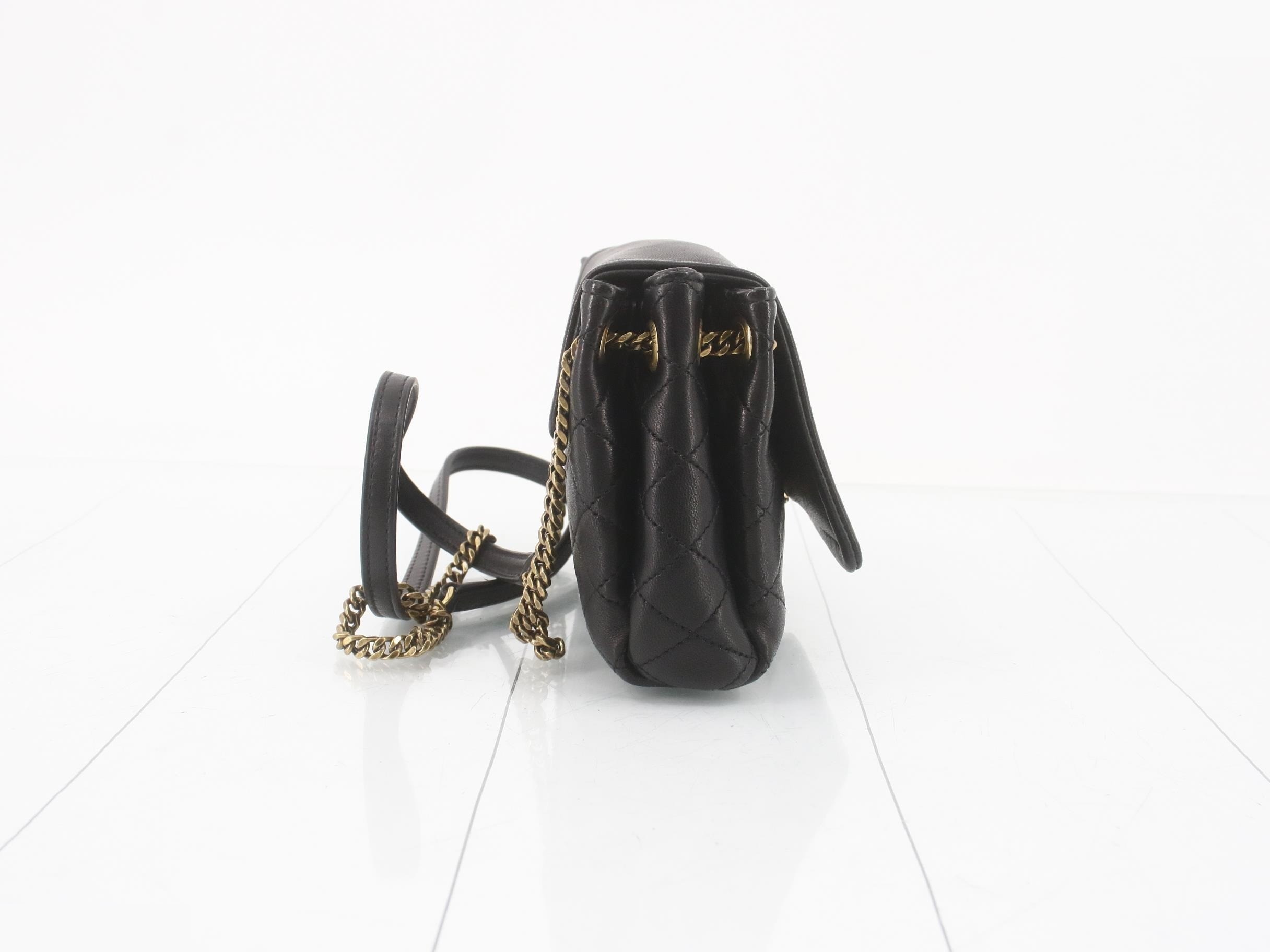 Nolita Mini Leather Chain Shoulder Bag Black — view 4