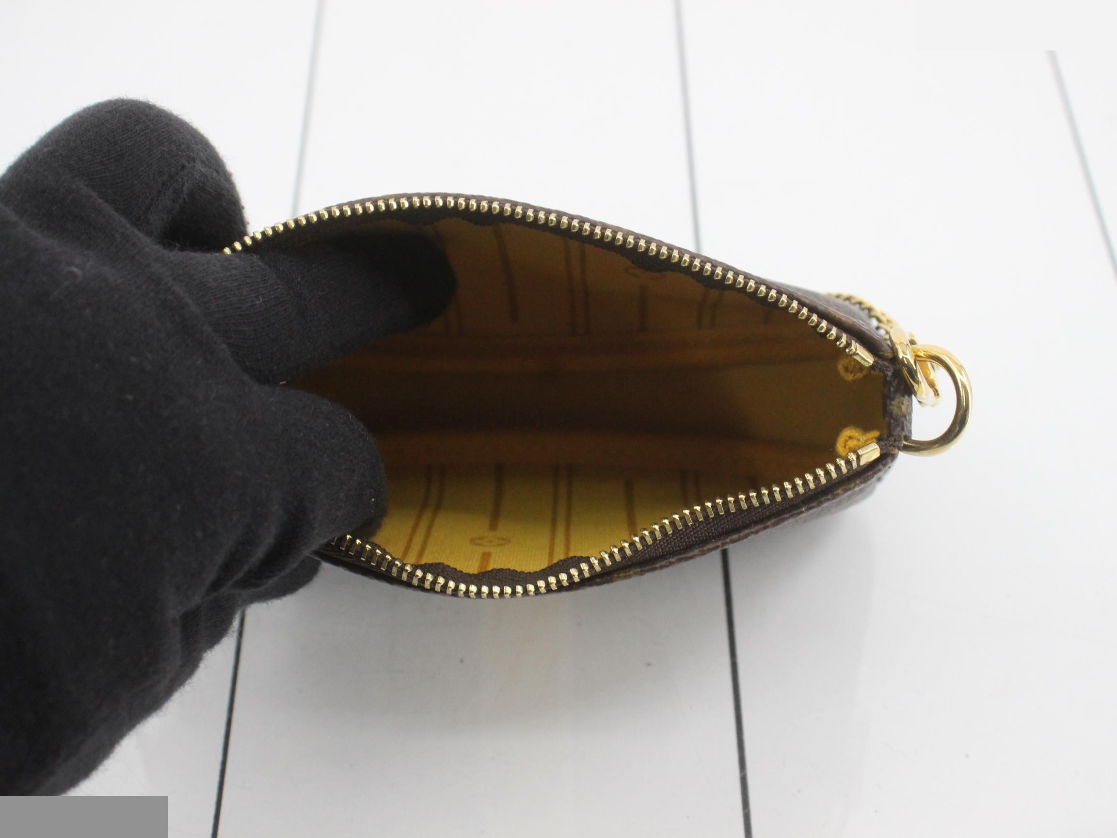 Mini Pochette Accessoires, Yellow Stripe, with Initials — view 4
