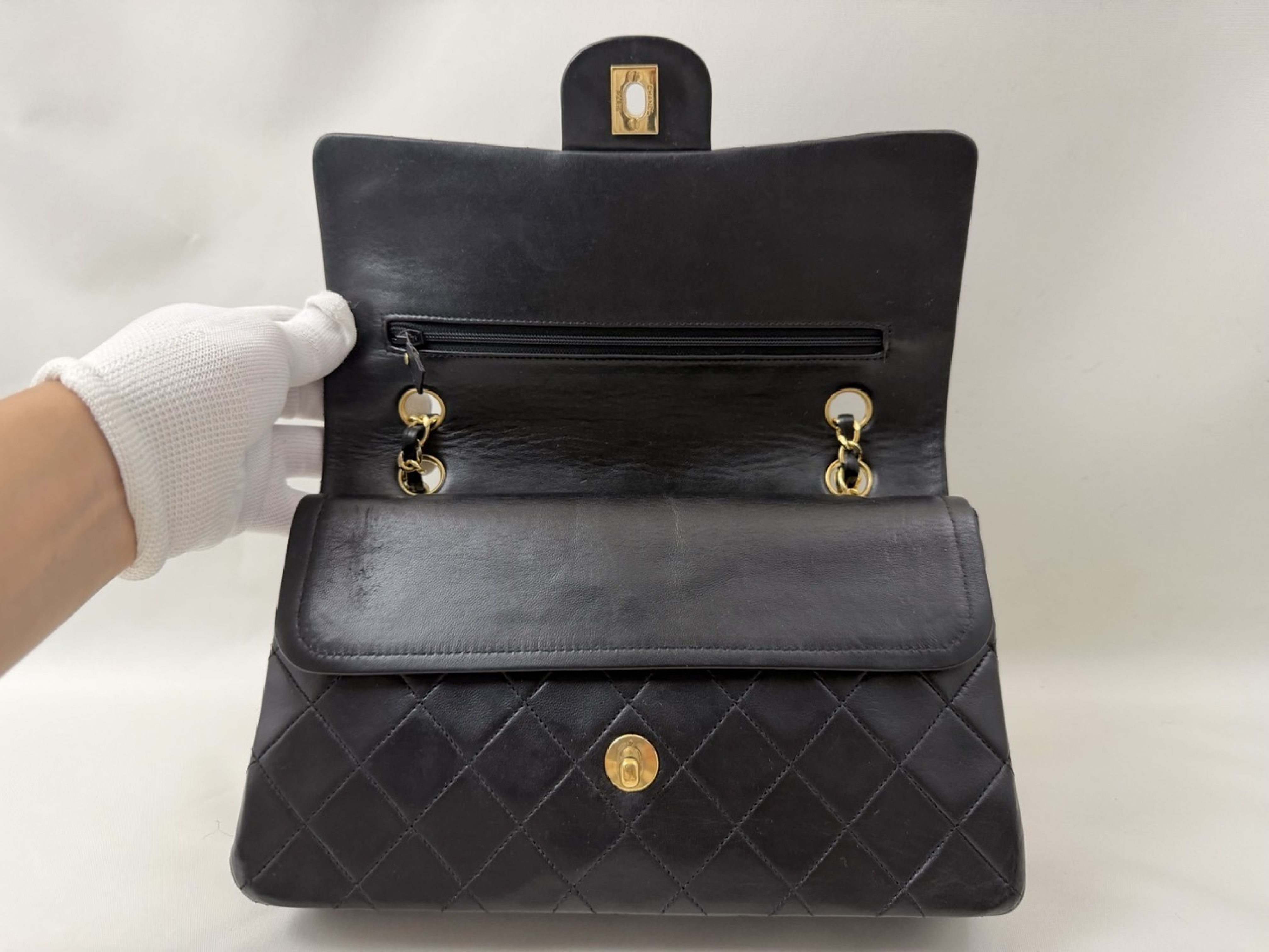 Matelassé Double Flap Shoulder Bag (Black, Series 0) — view 9