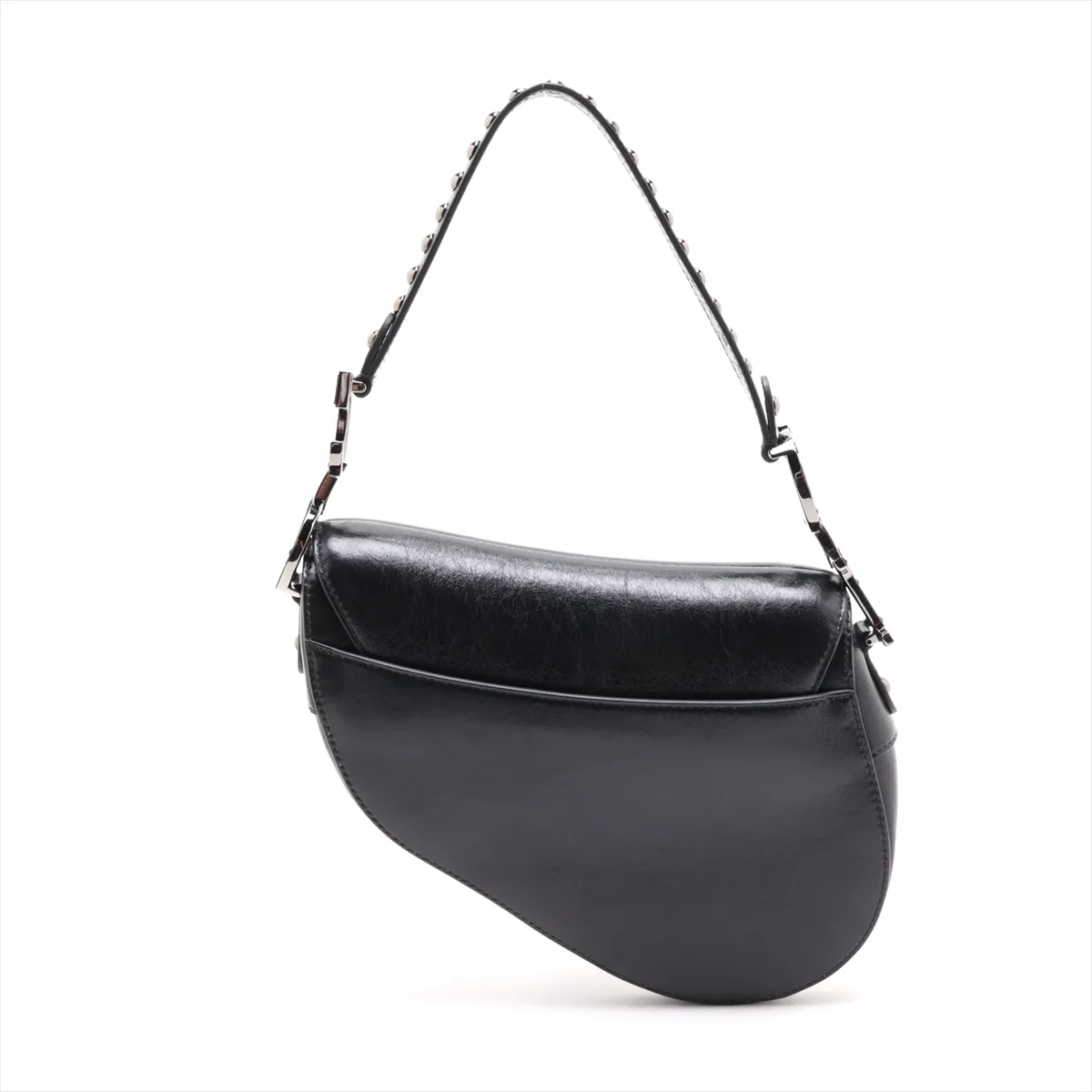 Saddle Leather x Studs 2-Way Handbag, Black — view 2