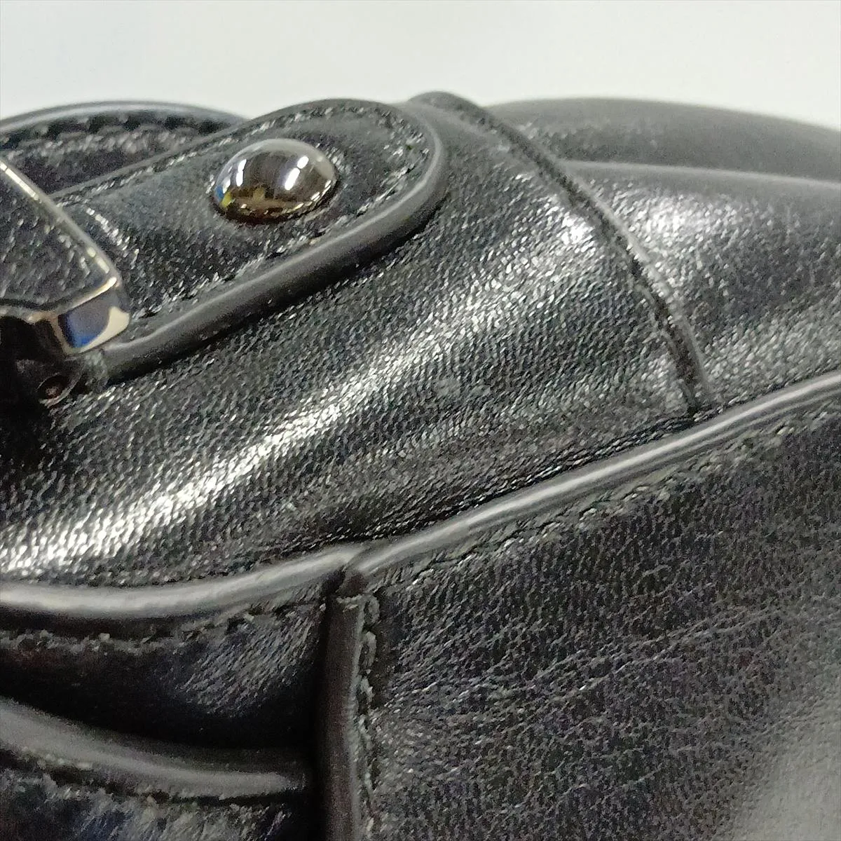 Saddle Leather x Studs 2-Way Handbag, Black — view 10