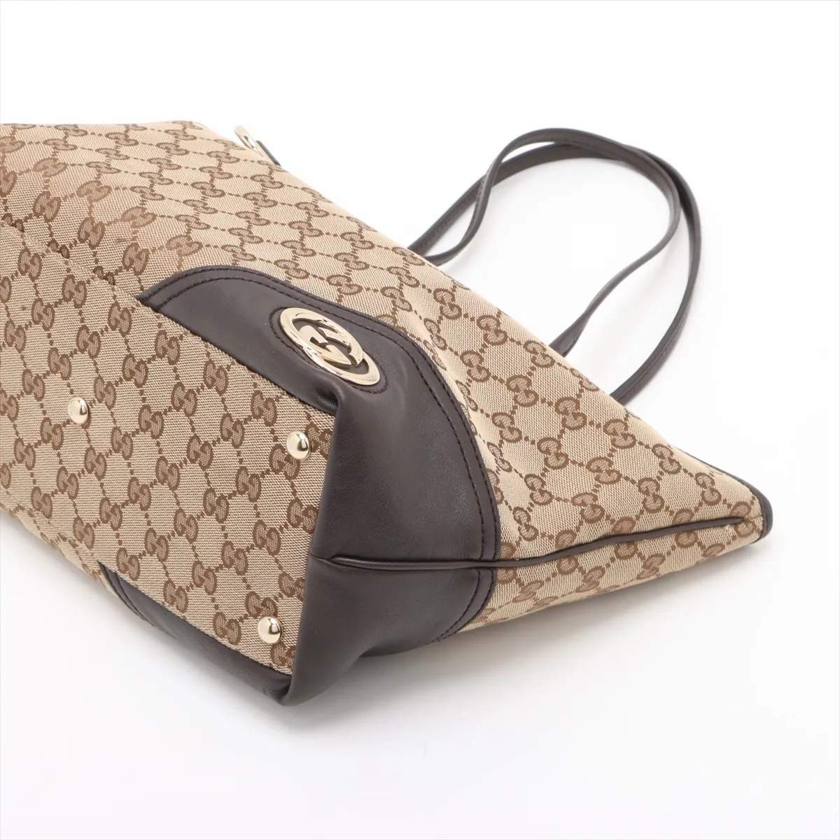 GG canvas x leather tote bag beige x brown 169946 — view 3