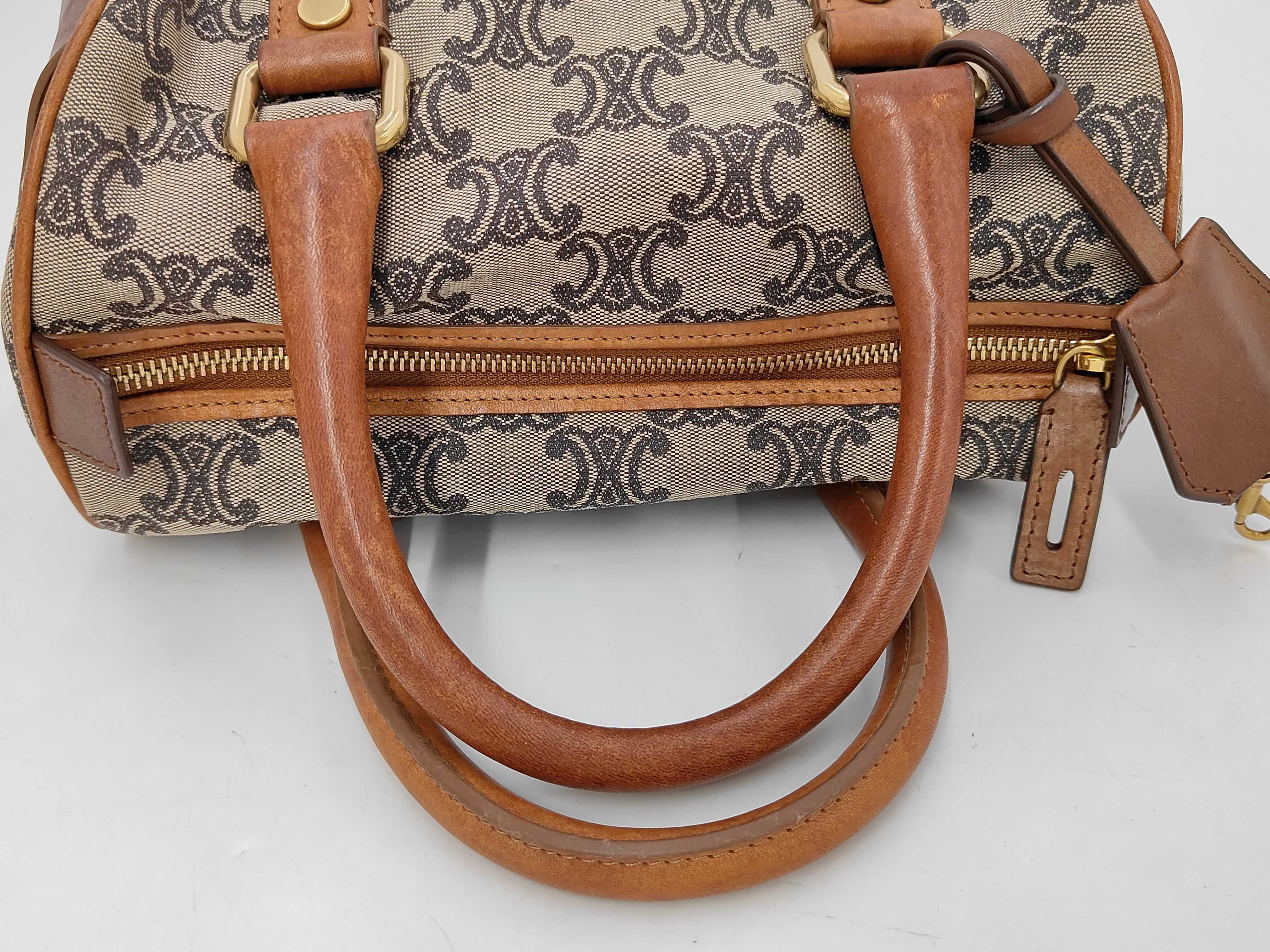Mini Boston Triomphe Logo Canvas x Leather Handbag — view 5