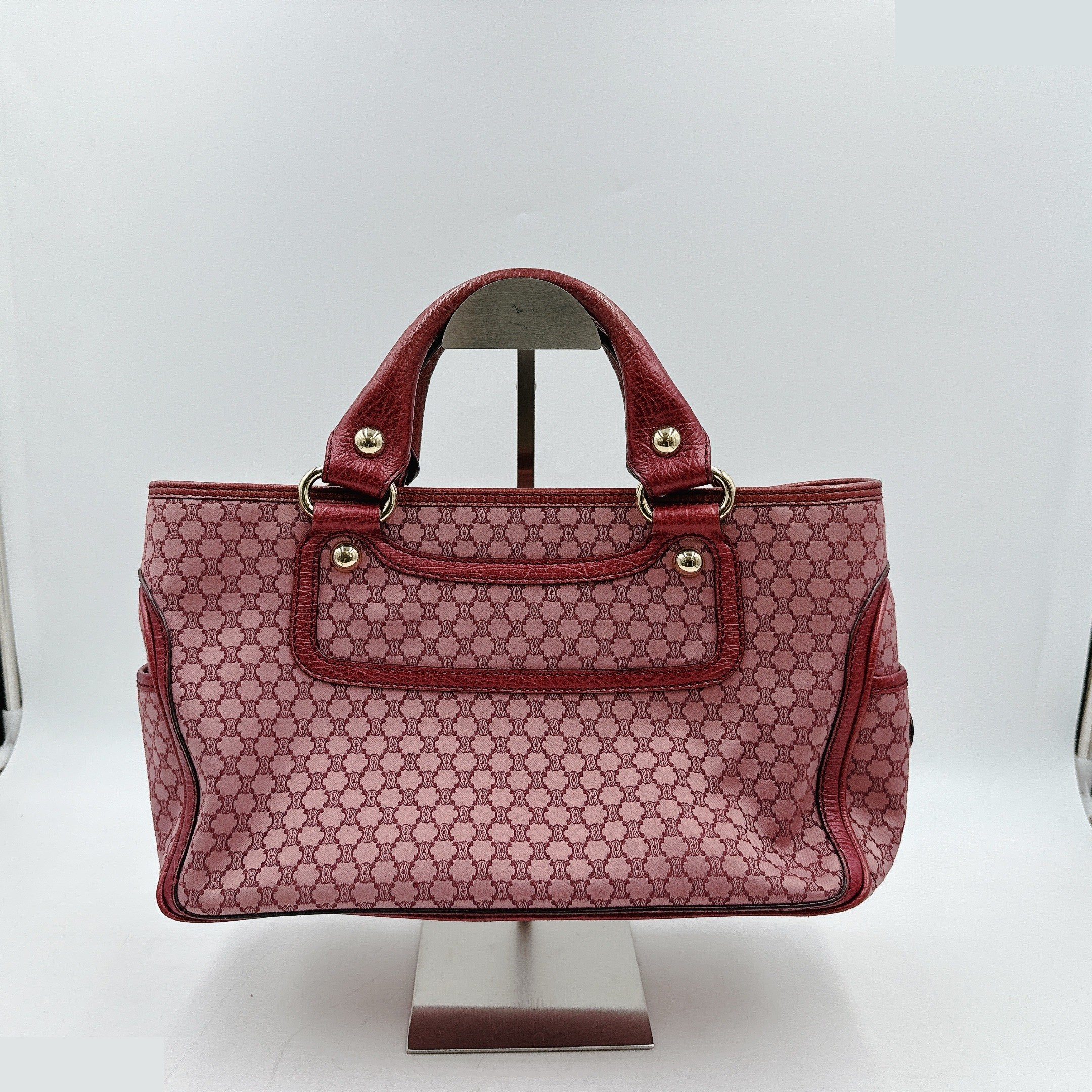 Handbag Macadam Pattern Canvas Leather Metallic Bordeaux — view 2
