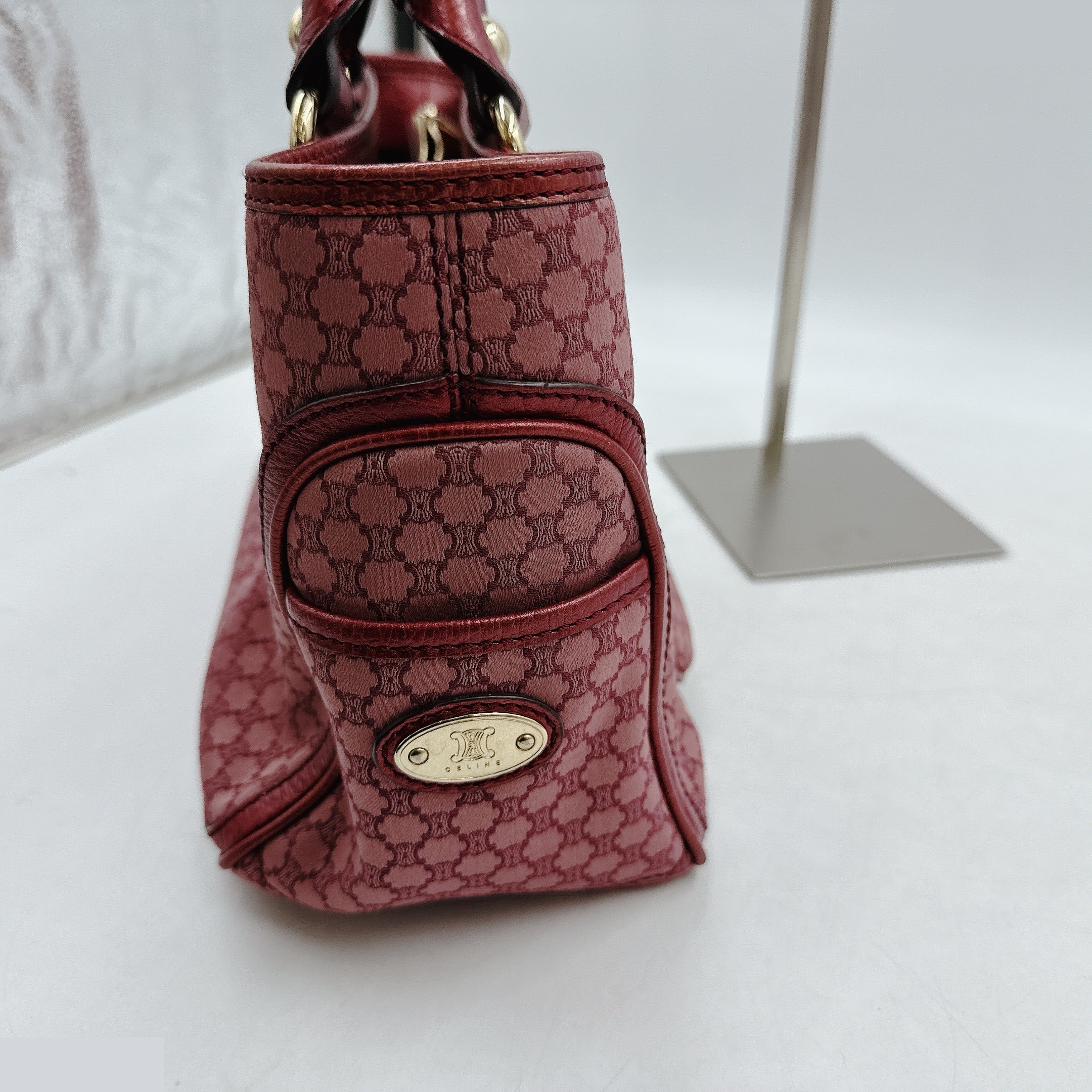 Handbag Macadam Pattern Canvas Leather Metallic Bordeaux — view 3