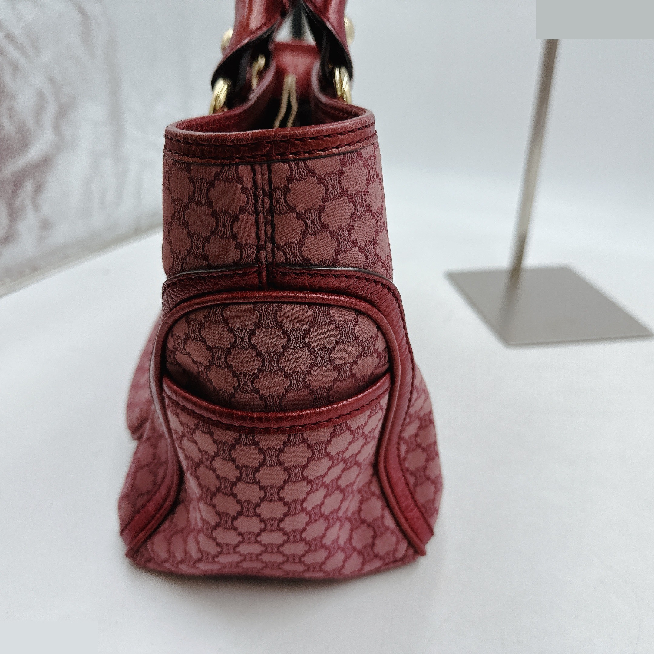 Handbag Macadam Pattern Canvas Leather Metallic Bordeaux — view 4