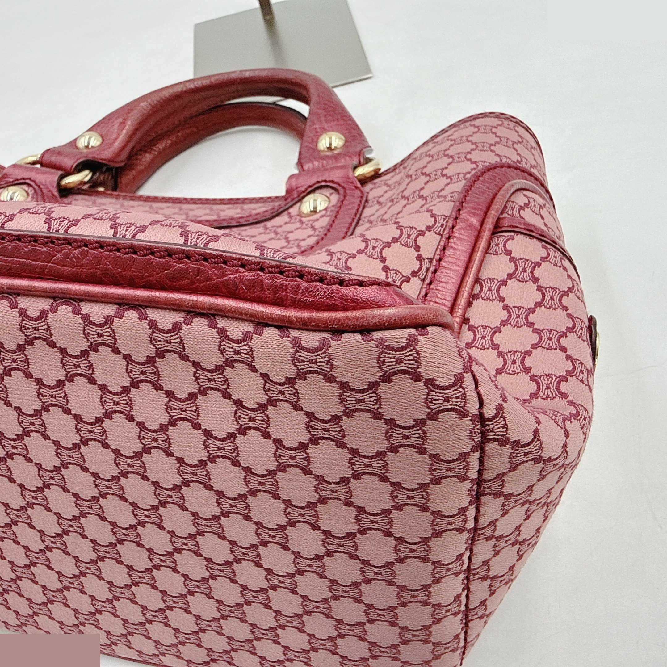 Handbag Macadam Pattern Canvas Leather Metallic Bordeaux — view 7
