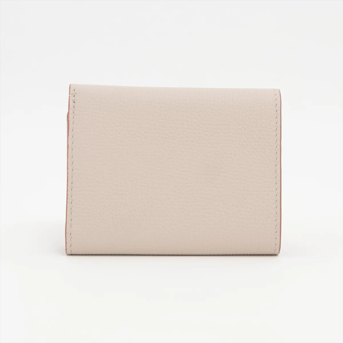 Anagram Trifold Leather Compact Wallet, Beige — view 2