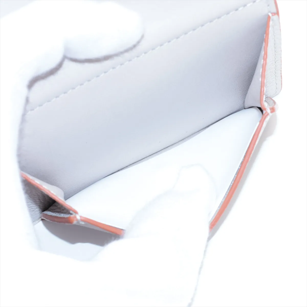 Anagram Trifold Leather Compact Wallet, Beige — view 7