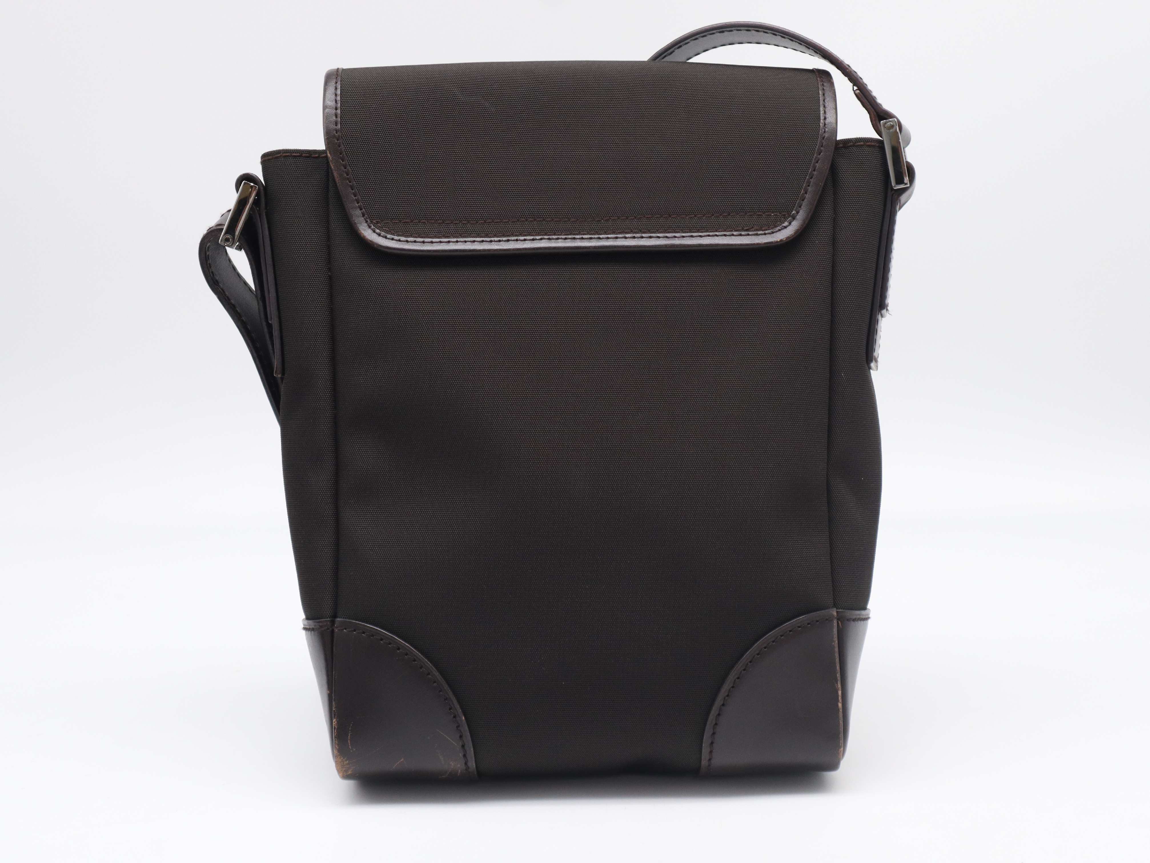 108823 Canvas Leather Shoulder Bag, Brown, with Dust Bag. — view 2