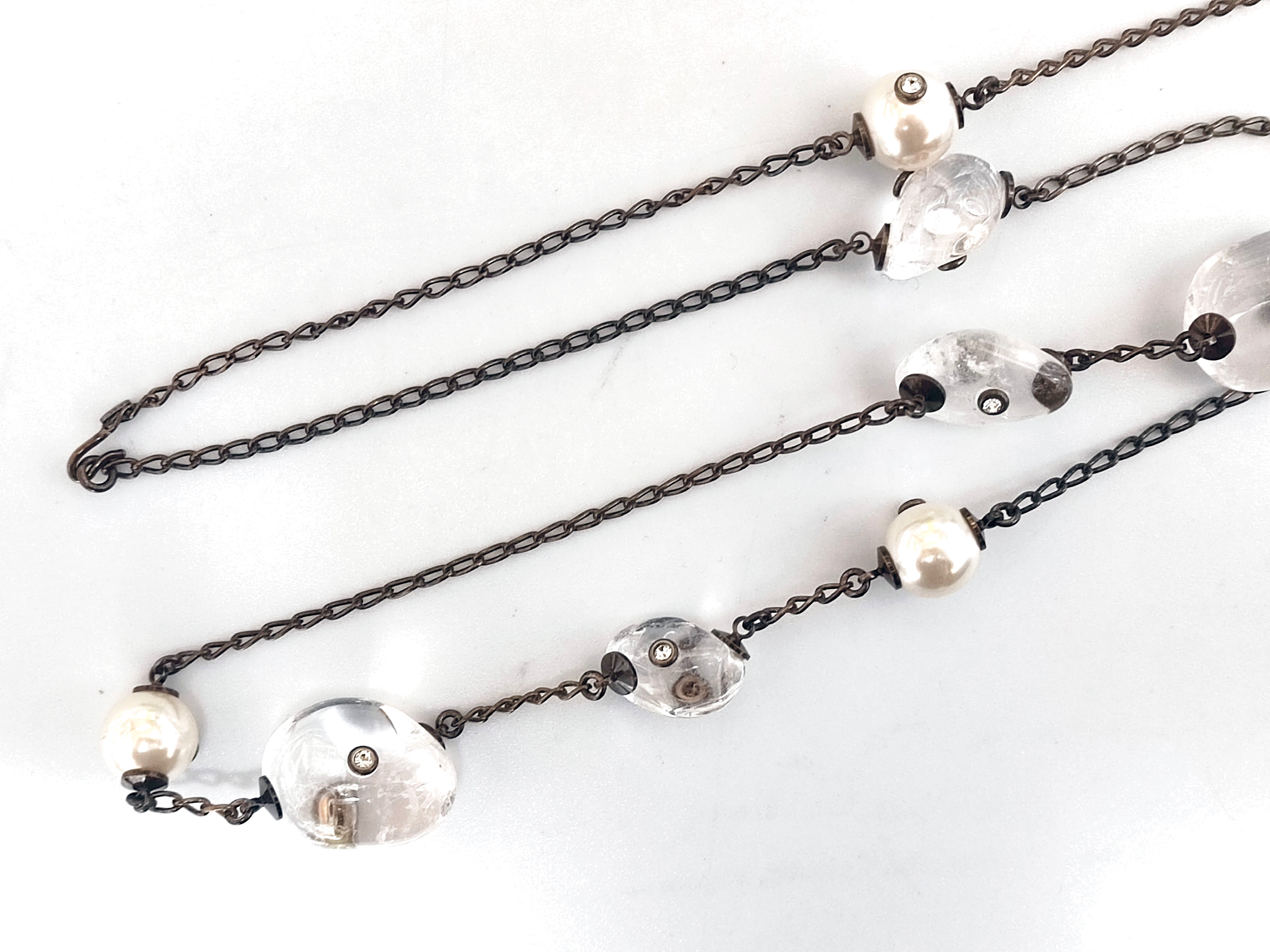 Crystal Rhinestone Pearl Necklace 97A — view 5