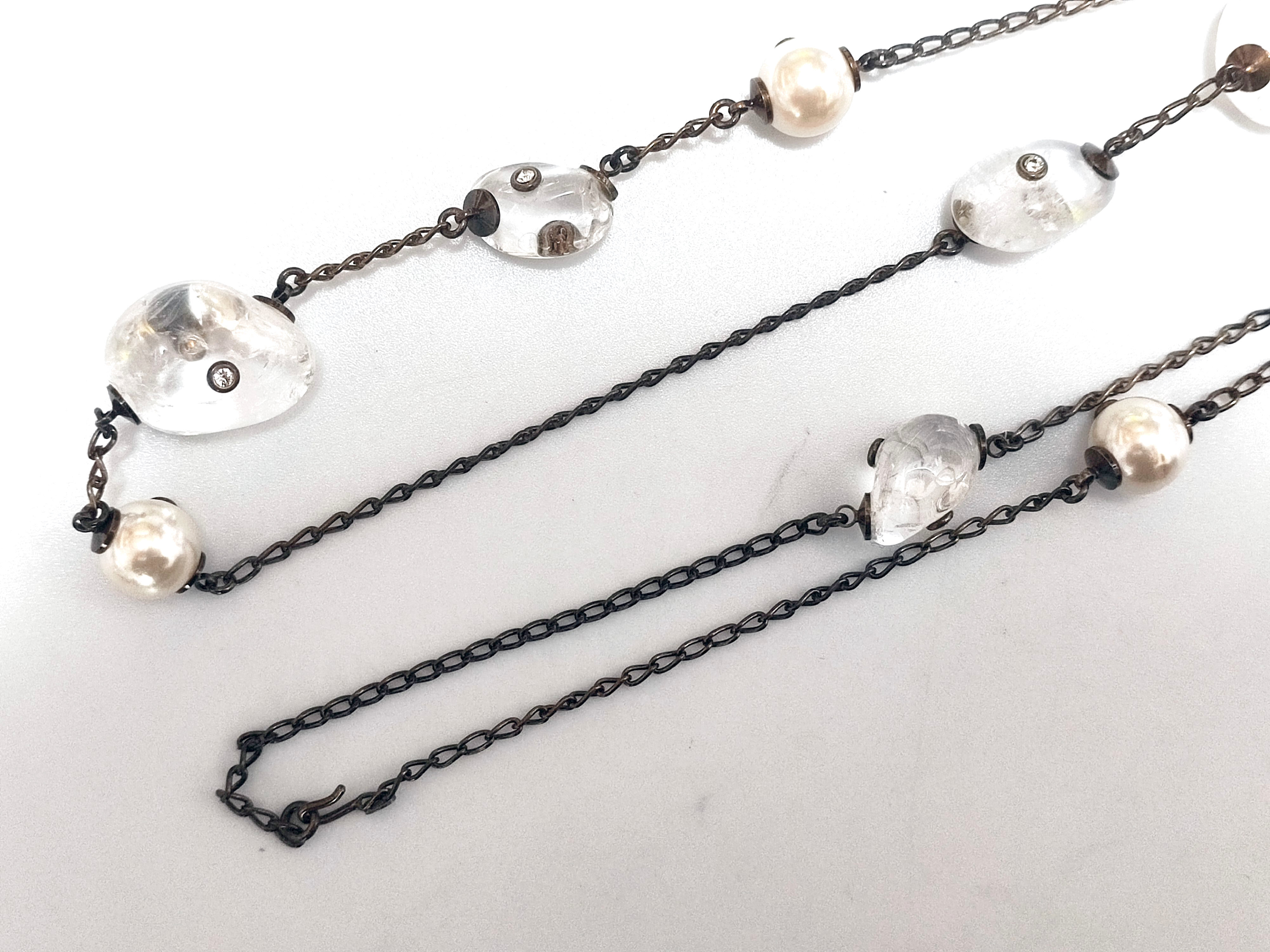 Crystal Rhinestone Pearl Necklace 97A — view 8
