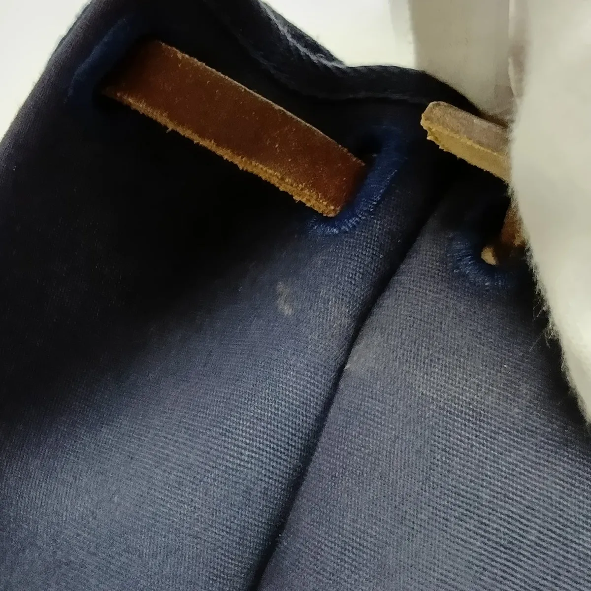 Herbag Cabas GM Toile Officier x Vache Hunter Navy x Brown Gold Hardware Pouch is sticky — view 13