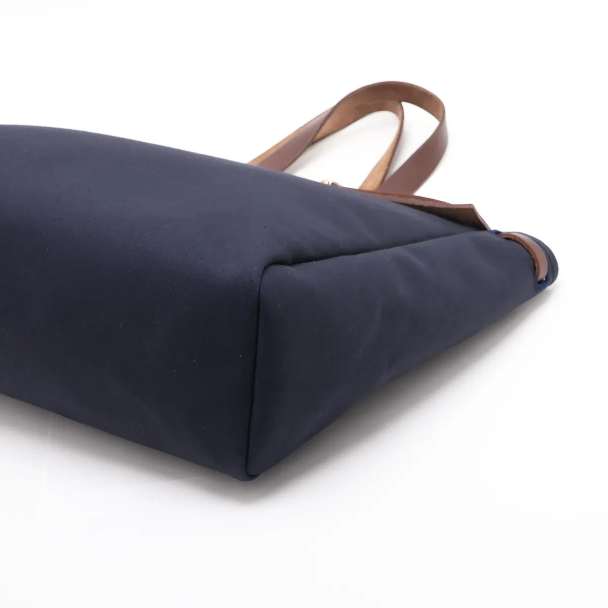 Herbag Cabas GM Toile Officier x Vache Hunter Navy x Brown Gold Hardware Pouch is sticky — view 3