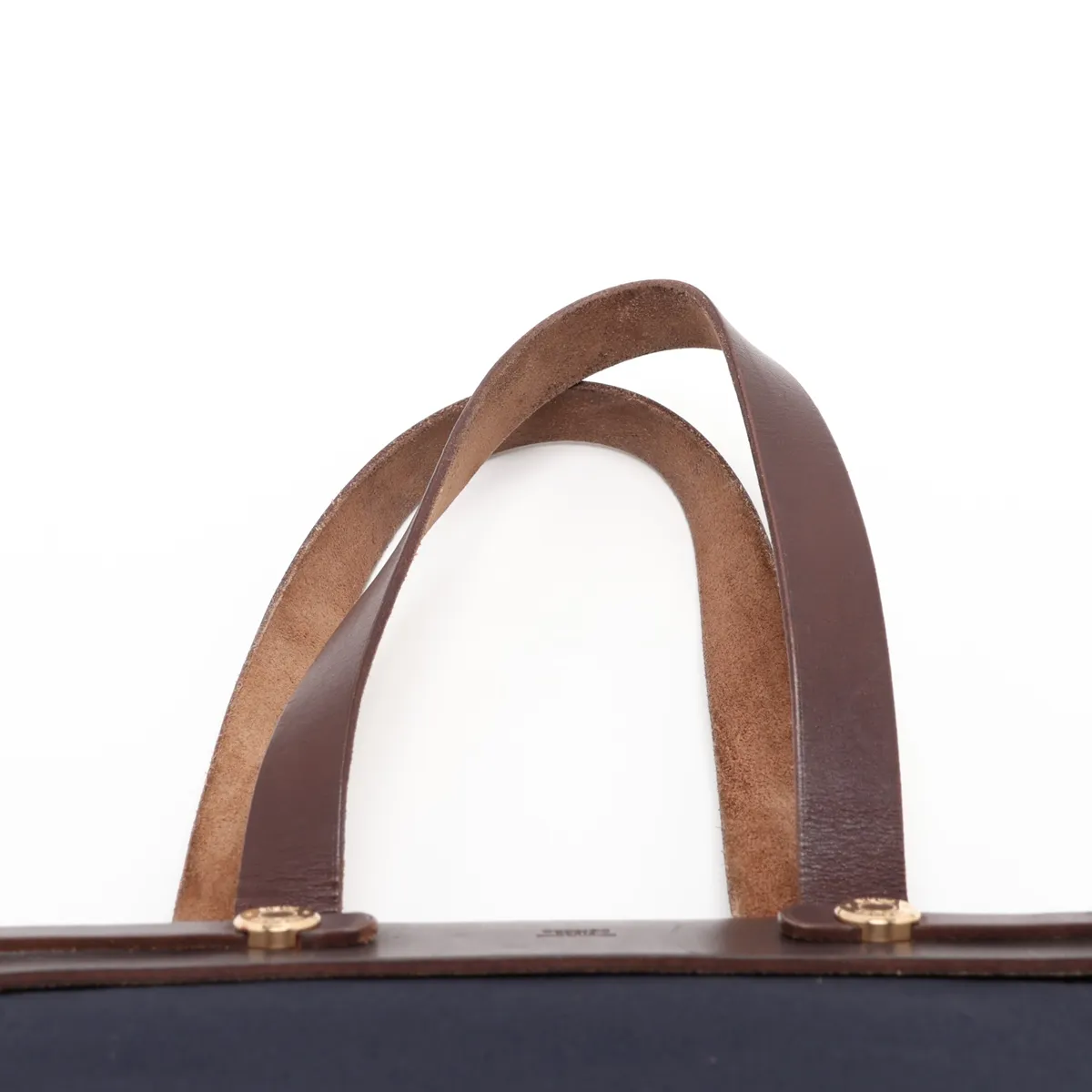 Herbag Cabas GM Toile Officier x Vache Hunter Navy x Brown Gold Hardware Pouch is sticky — view 6
