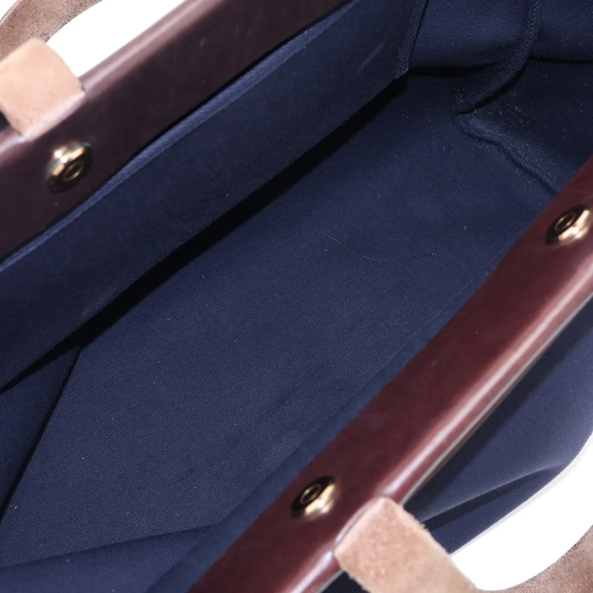 Herbag Cabas GM Toile Officier x Vache Hunter Navy x Brown Gold Hardware Pouch is sticky — view 7