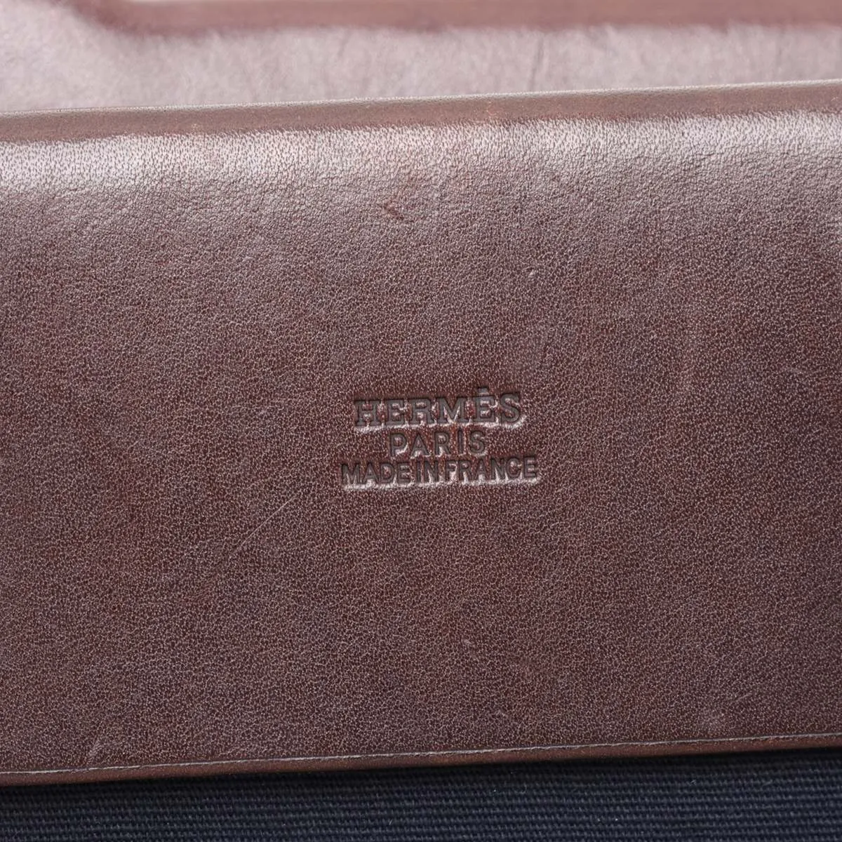 Herbag Cabas GM Toile Officier x Vache Hunter Navy x Brown Gold Hardware Pouch is sticky — view 9