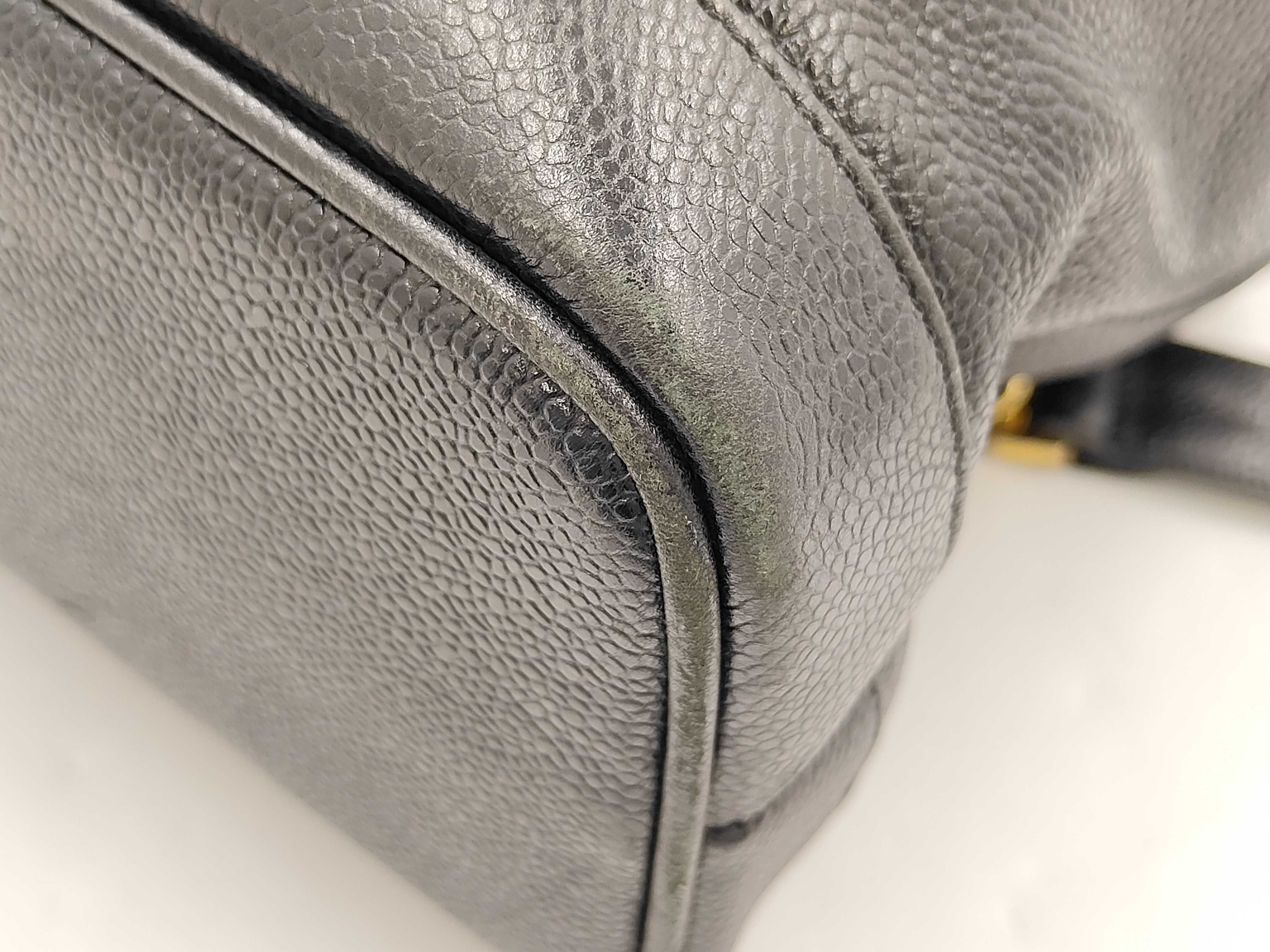 Caviar Skin Backpack, Black with Gold Hardware — view 10