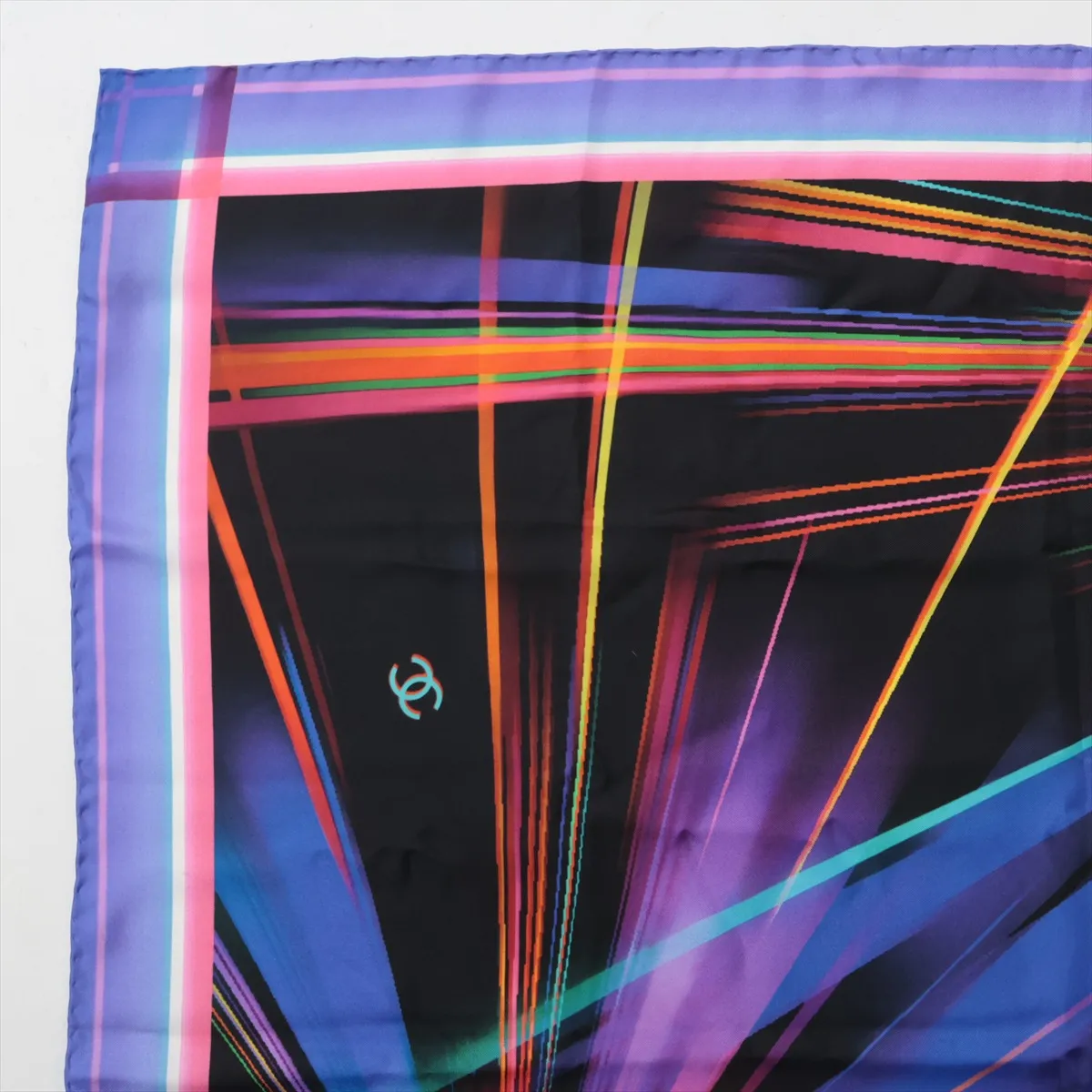 Coco Mark Scarf, Silk, Blue. Shows signs of wear, — view 2