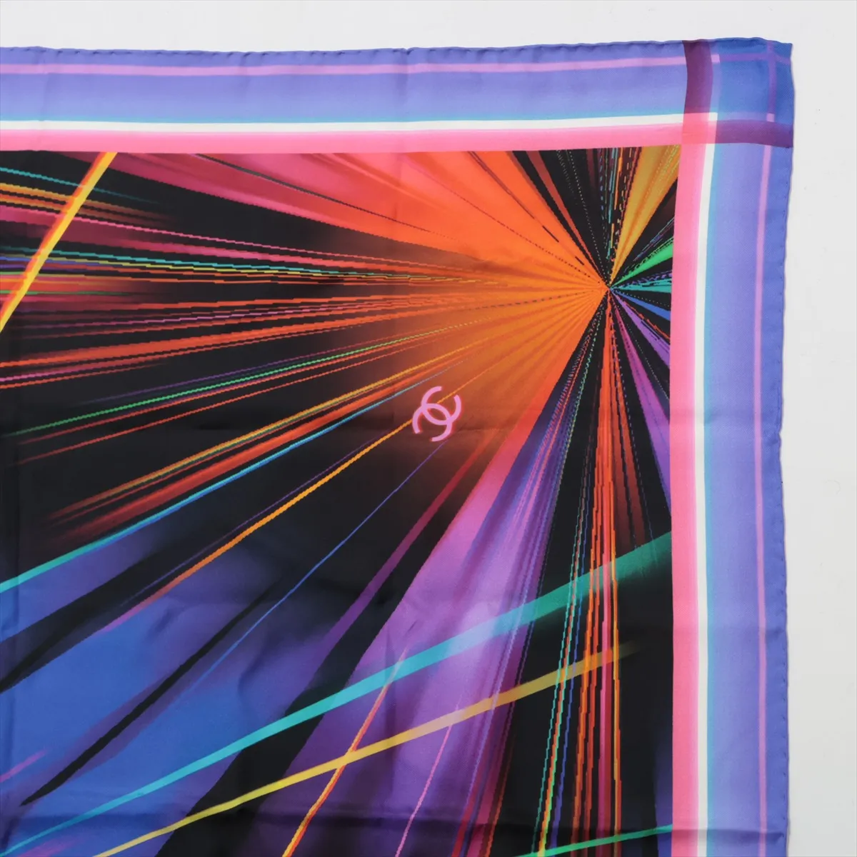 Coco Mark Scarf, Silk, Blue. Shows signs of wear, — view 3
