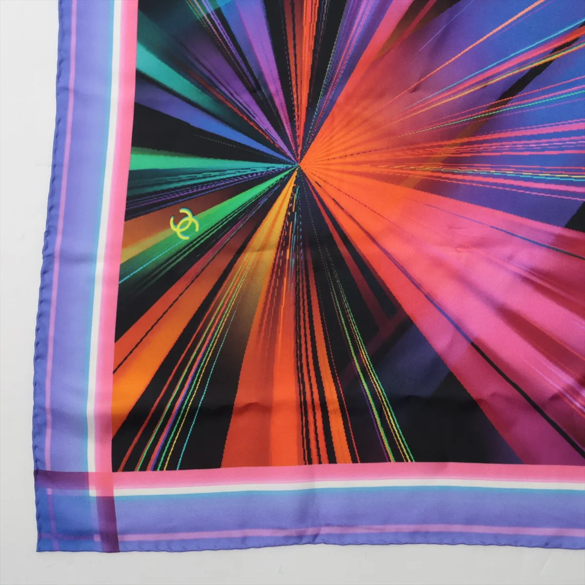 Coco Mark Scarf, Silk, Blue. Shows signs of wear, — view 5