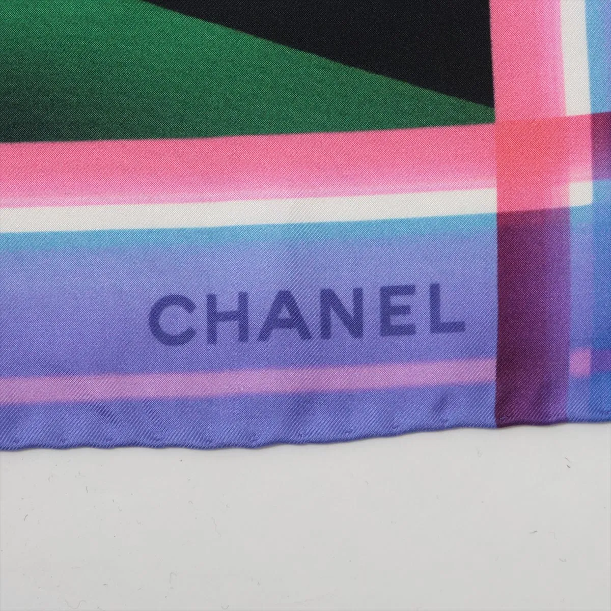 Coco Mark Scarf, Silk, Blue. Shows signs of wear, — view 6
