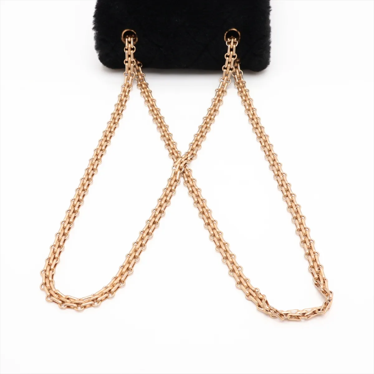 Matelassé 2.55 Fur x Lambskin Single Flap Double Chain Bag, Black with Gold Hardware, 30608429 (Serial Number in the 30s) — view 5
