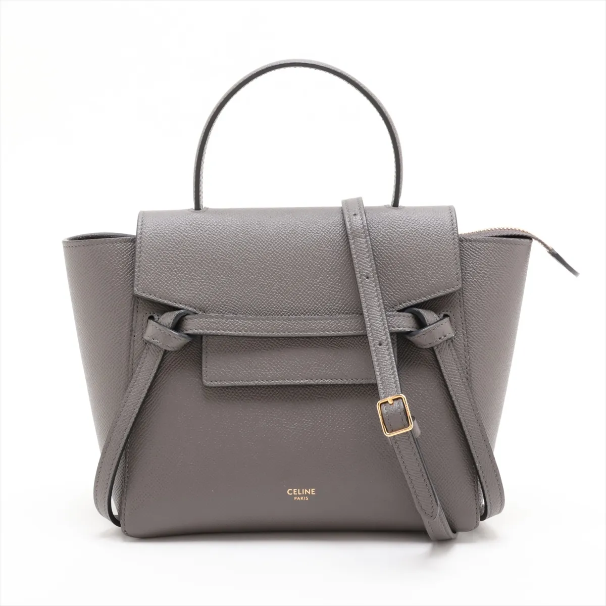 Belt Bag Nano Leather 2-Way Handbag, Gray