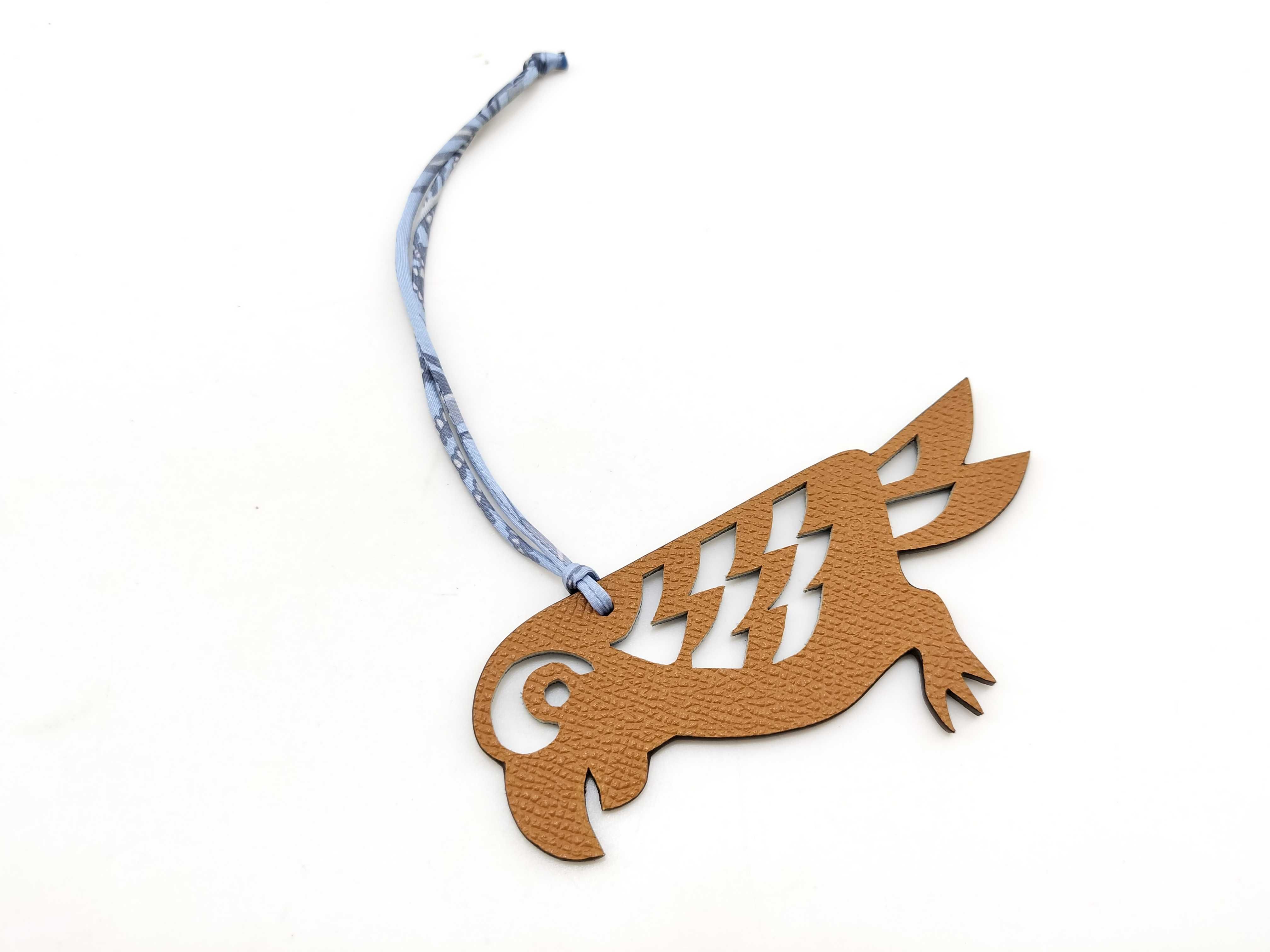 Petit H Parrot Charm Navy x Brown Hermes Charm — view 2