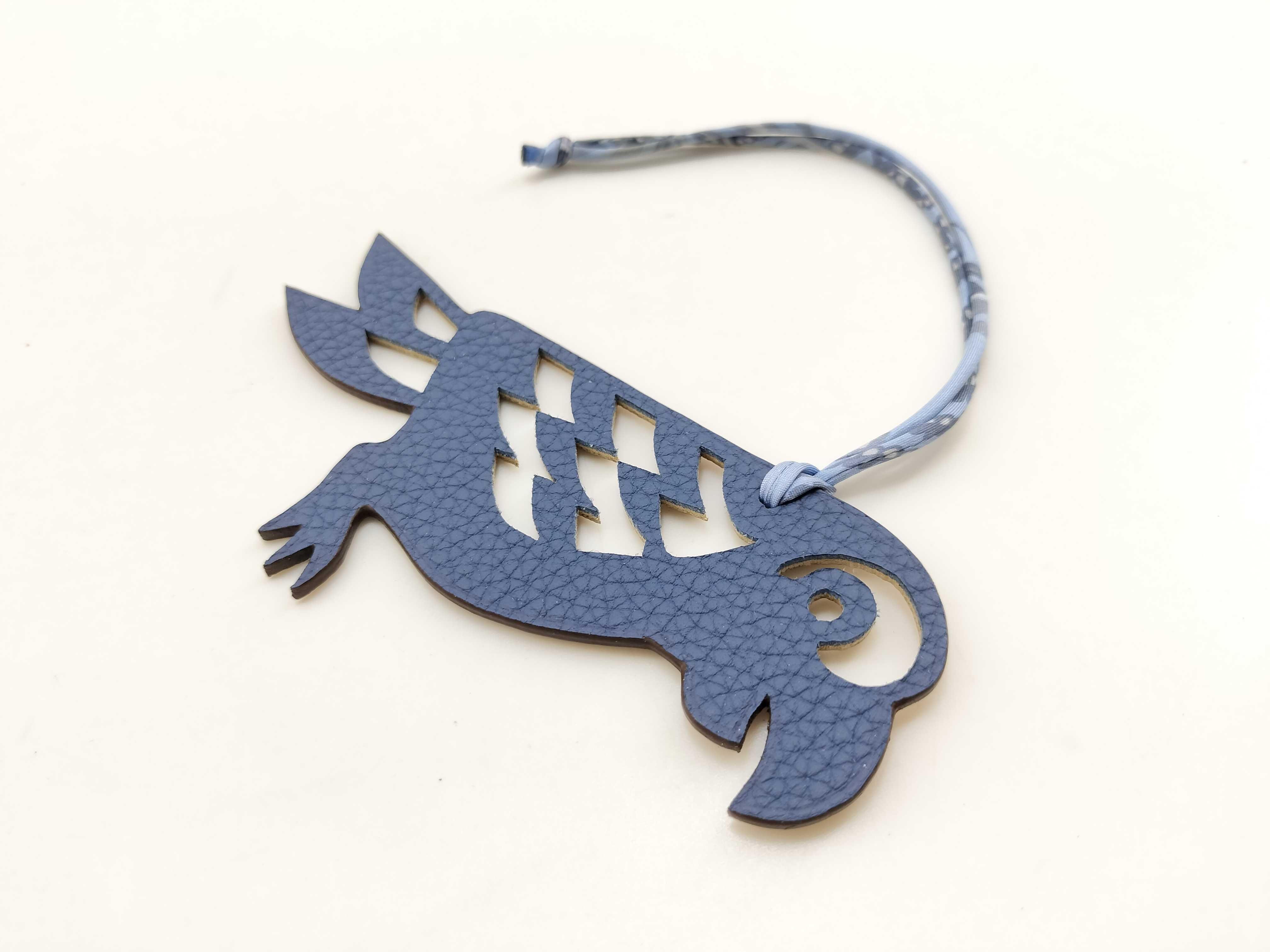 Petit H Parrot Charm Navy x Brown Hermes Charm — view 4