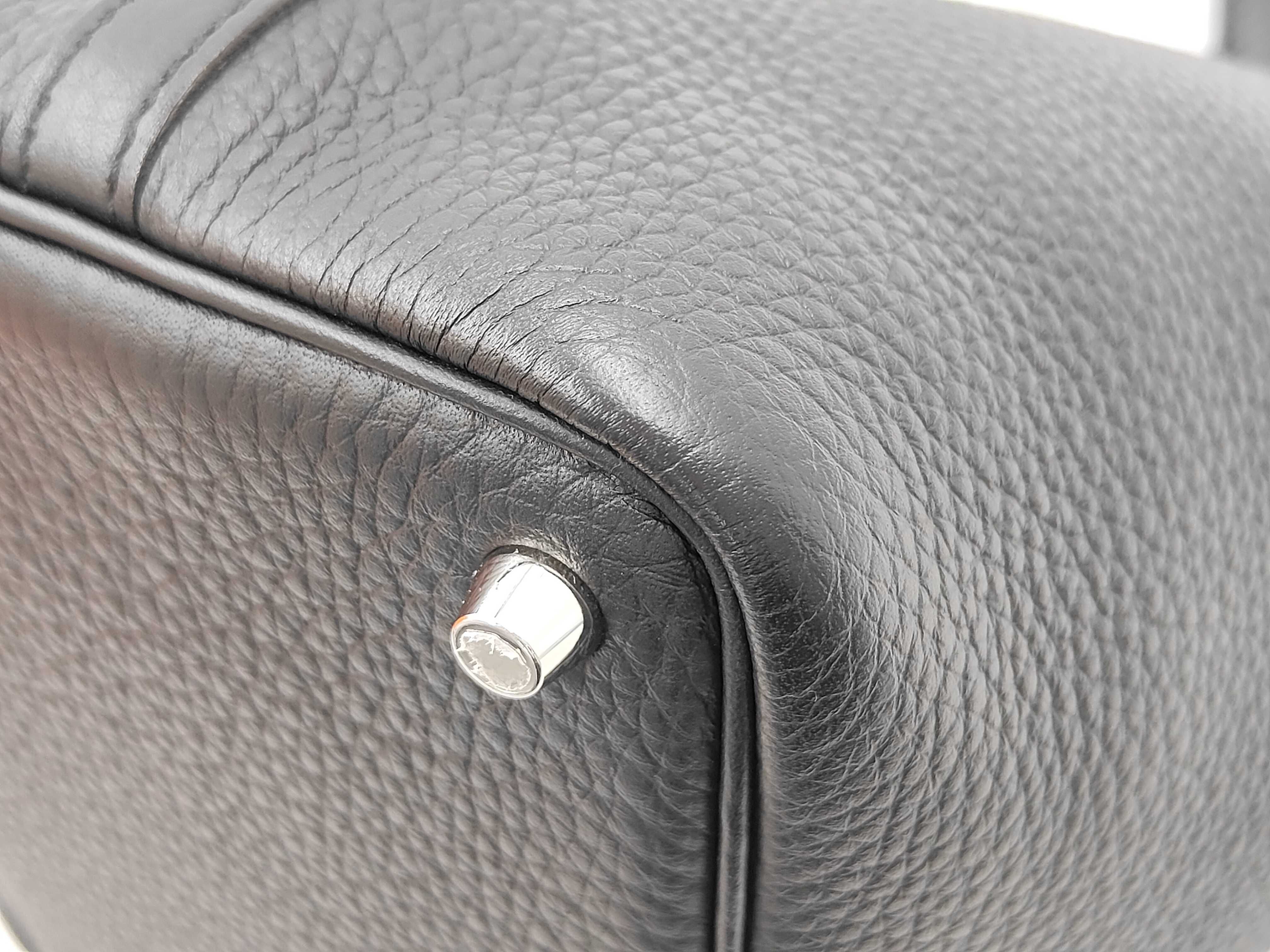 Picotin Lock PM Taurillon Leather, Black, W Stamp, 2024, Box, Dust Bag, Padlock, Key, Handbag — view 7