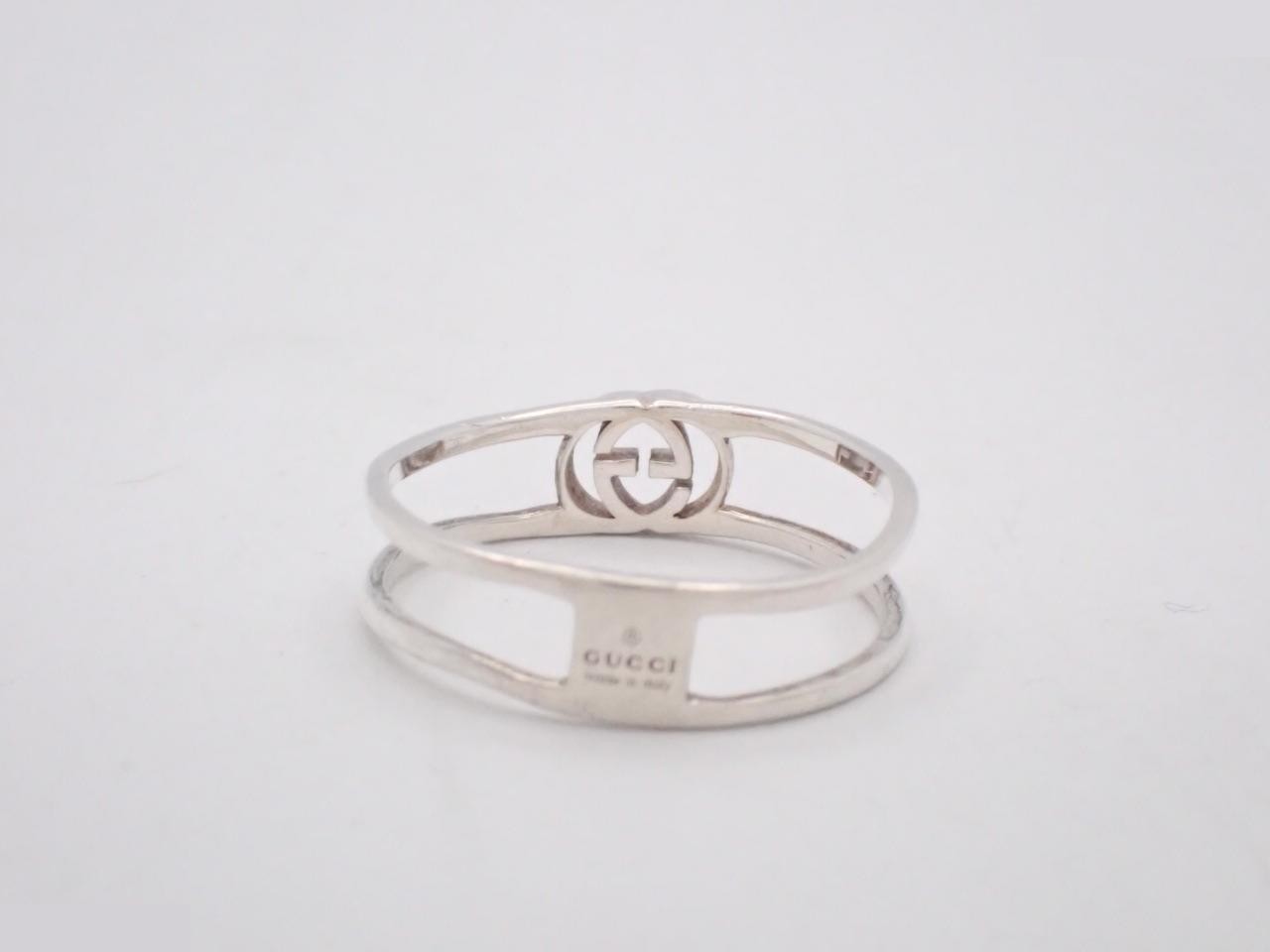 Interlocking G Silver Ring, 925 Sterling Silver, 2.2g, Size #21 — view 2