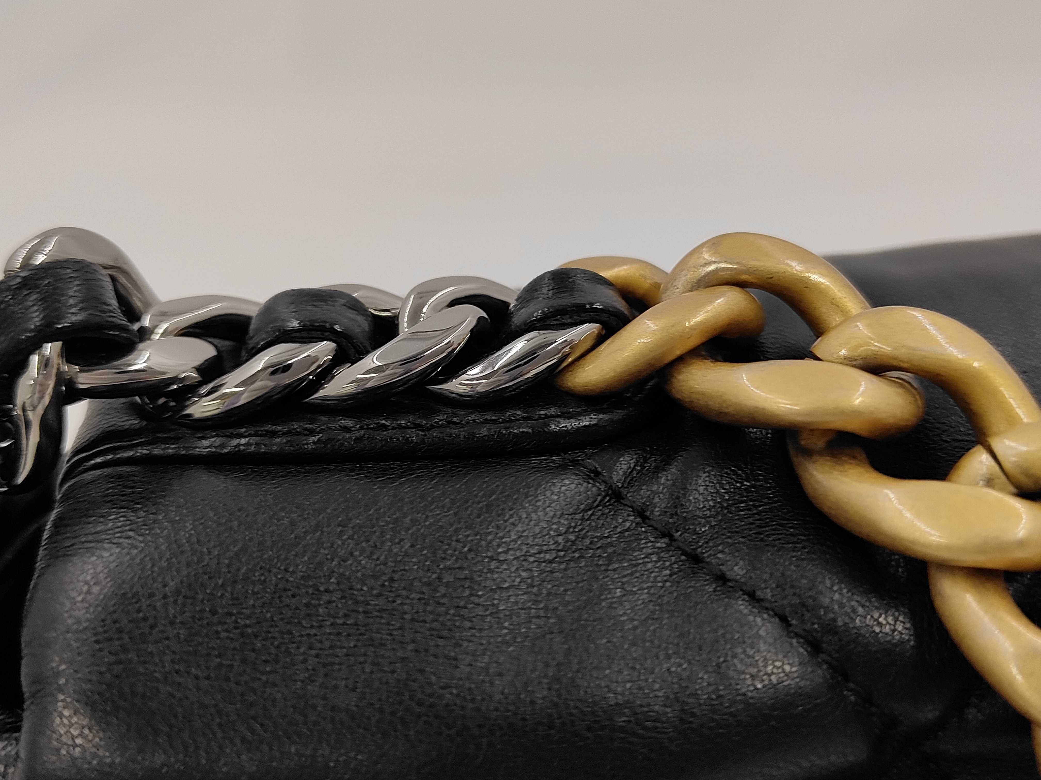 Lambskin Chanel 19 Small Black Chain Shoulder Bag Gold Shoulder Bag — view 3
