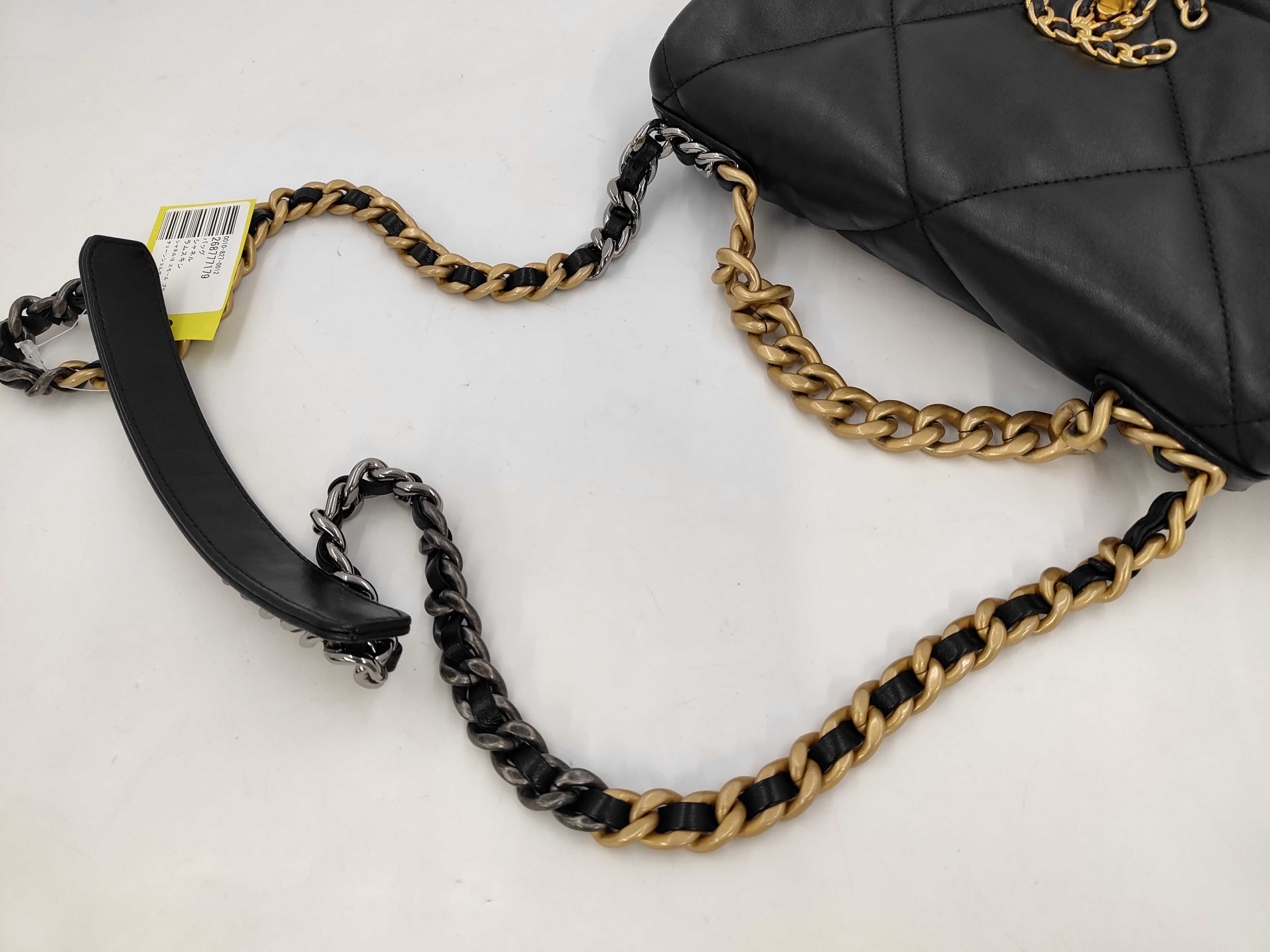 Lambskin Chanel 19 Small Black Chain Shoulder Bag Gold Shoulder Bag — view 4