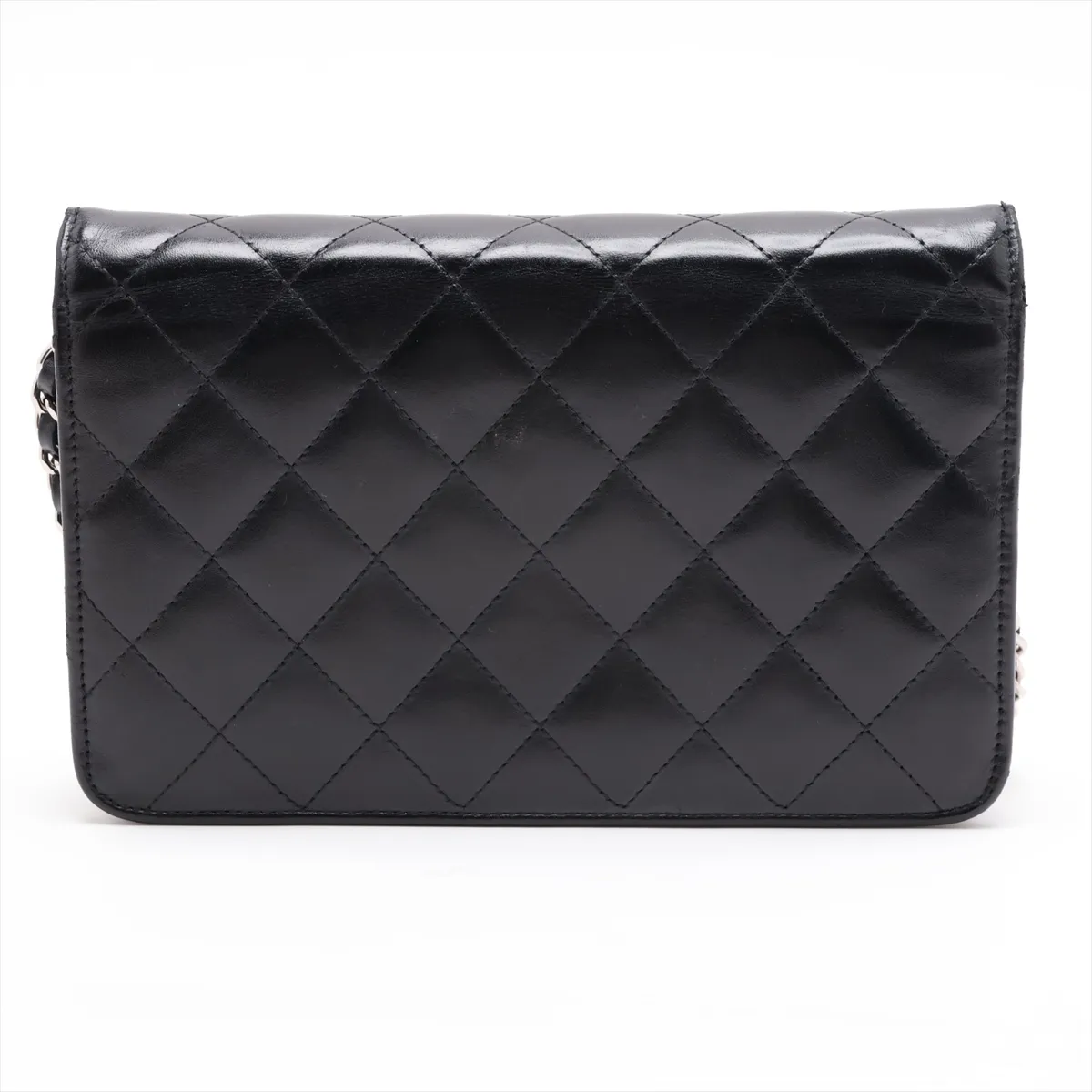 Cambon Line Leather x Patent Leather Chain Wallet, Black, Silver Hardware, 19375950, Serial Number 19 — view 2