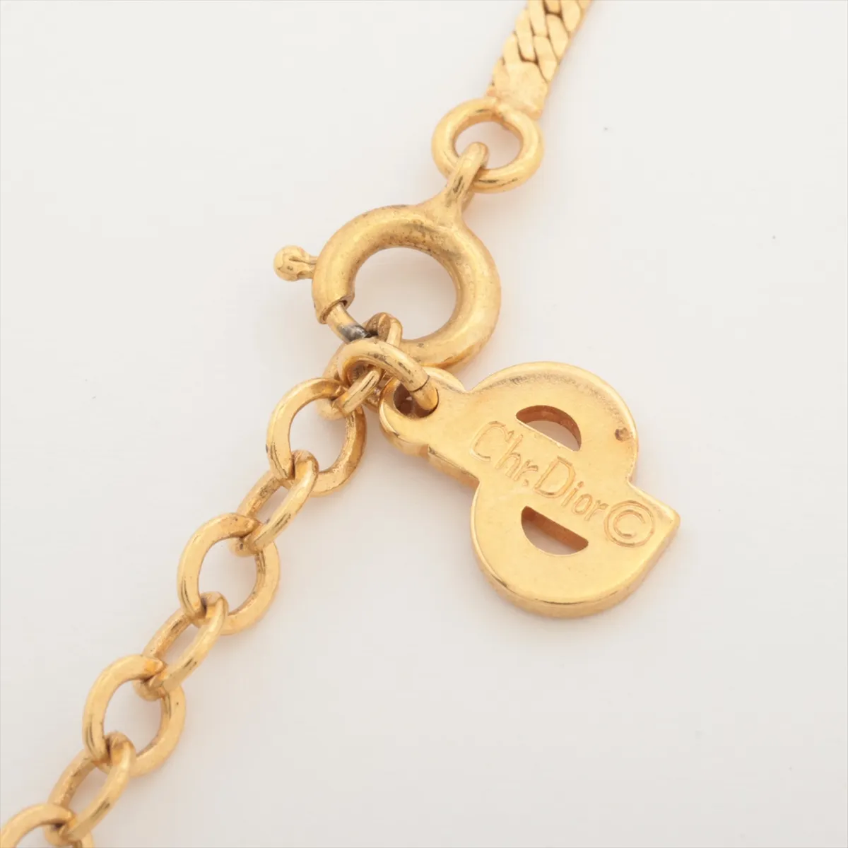necklace, GP x rhinestone, gold, — view 4