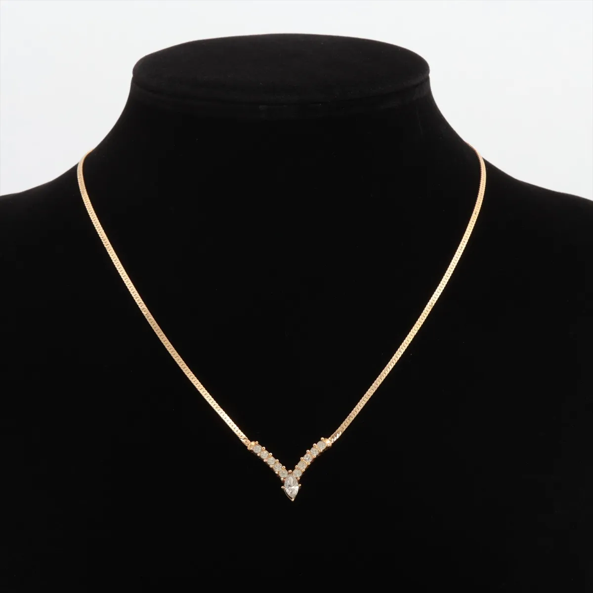 necklace, GP x rhinestone, gold, — view 5