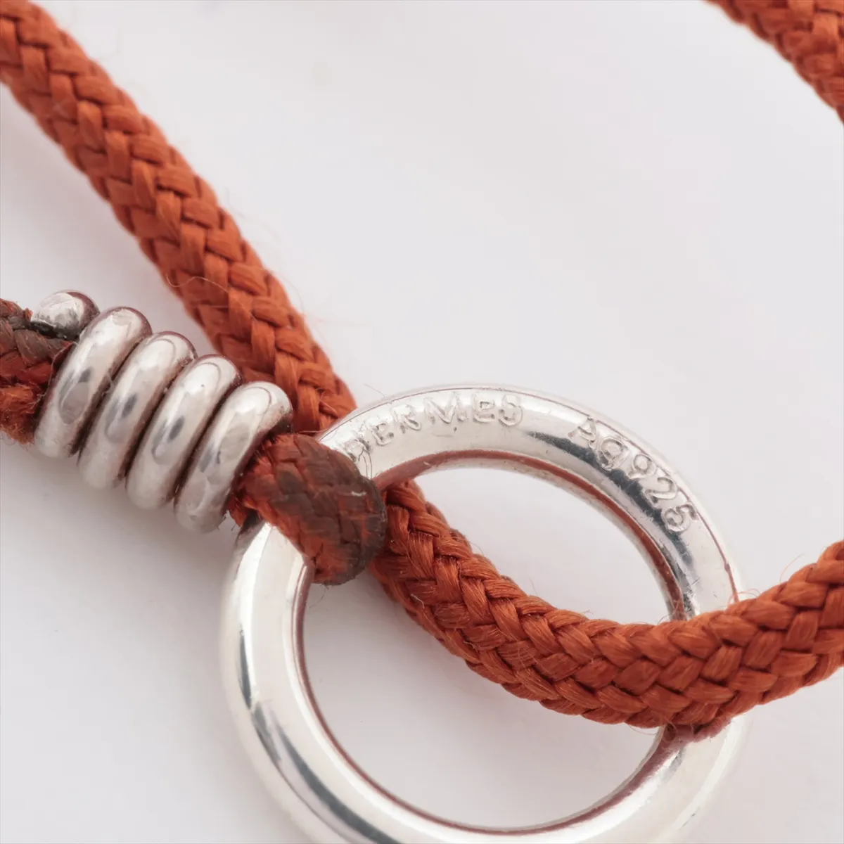 Necklace 925 x Fabric Brown x Silver — view 4